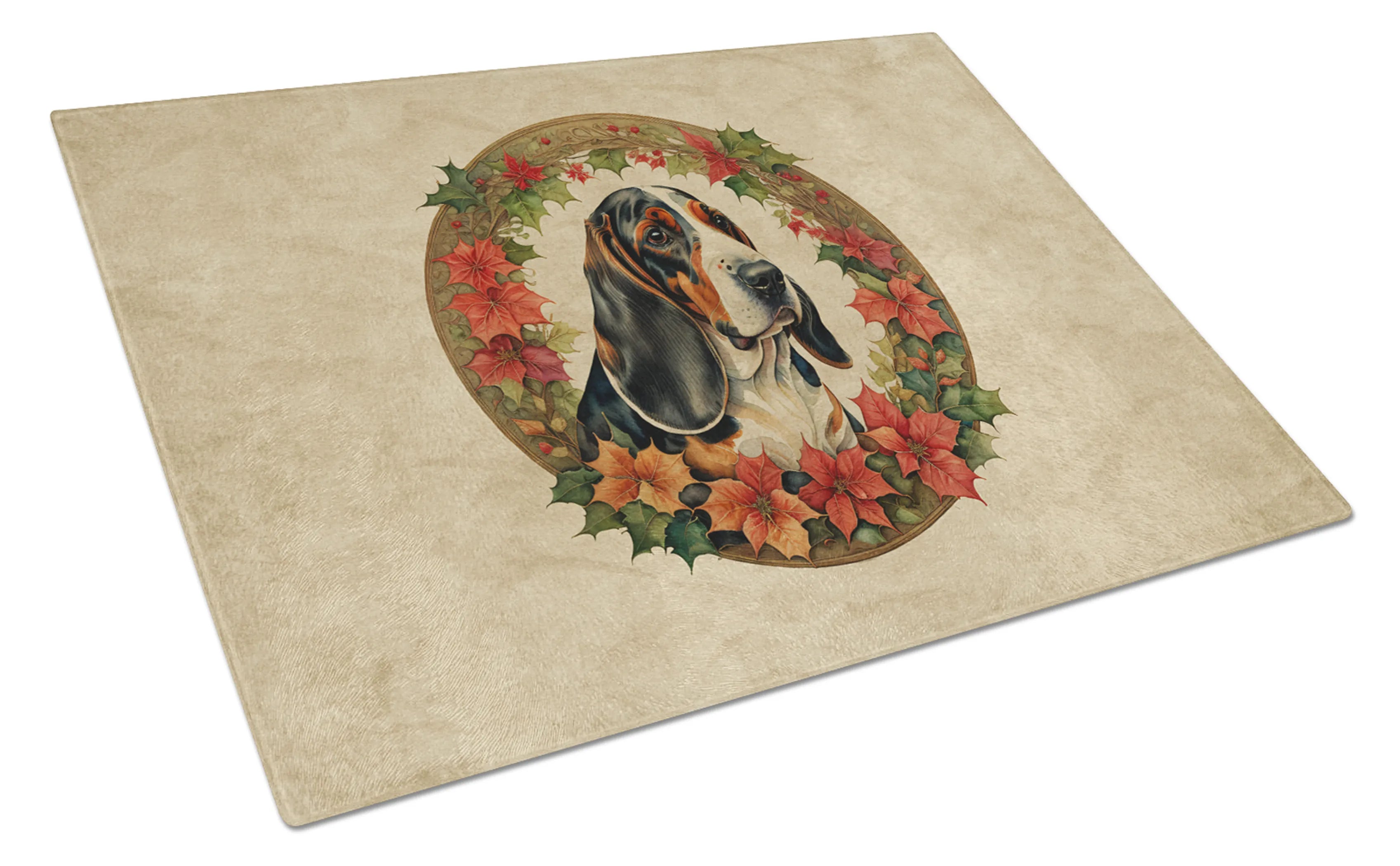 Christmas Flowers Frame Glass Cutting Board - Size: LARGE | Pack Of: 1 | Collection name: Christmas flowers frame