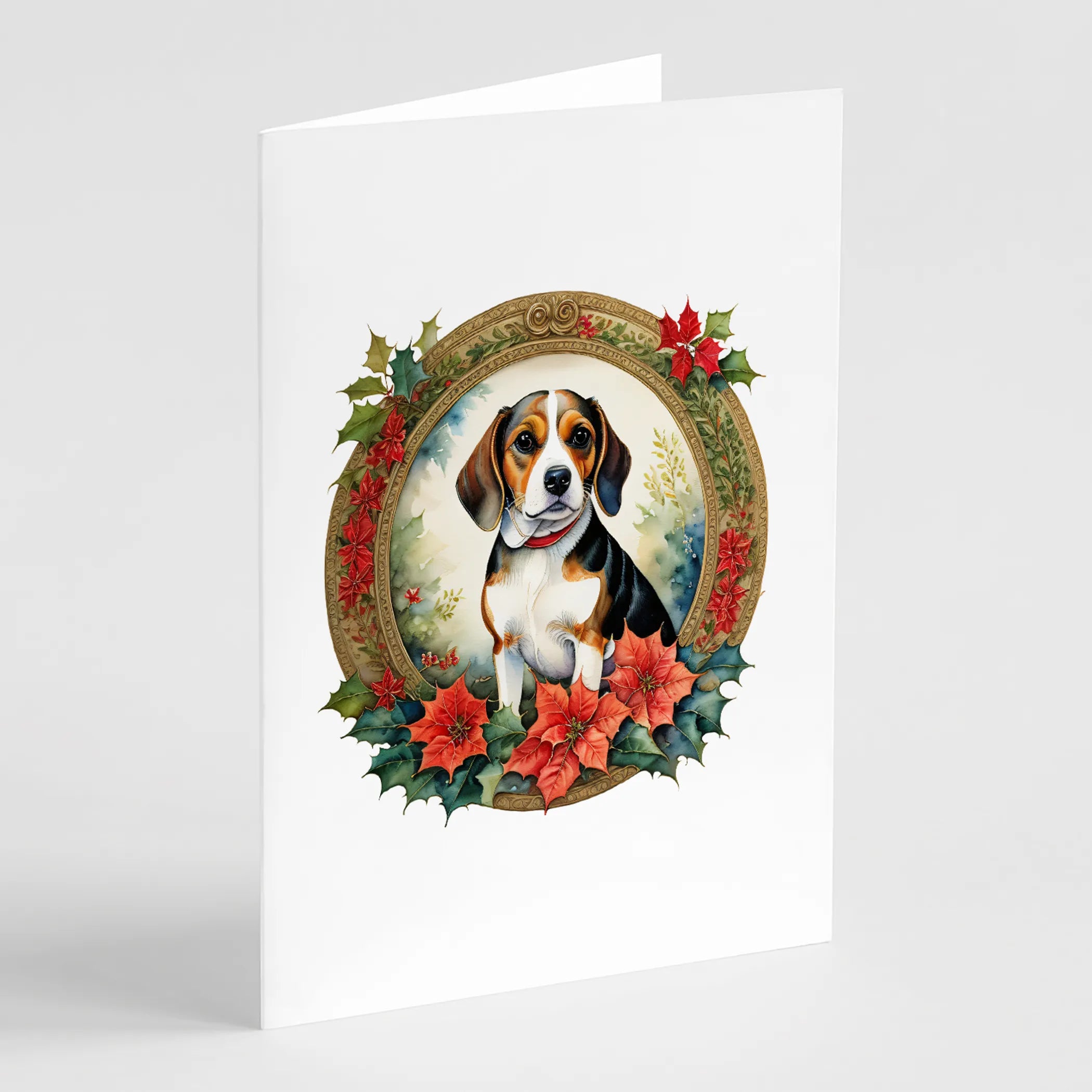 Christmas Flowers Frame Greeting Cards  - Size: 5X7 | Pack Of: 8 | Collection name: Christmas flowers frame