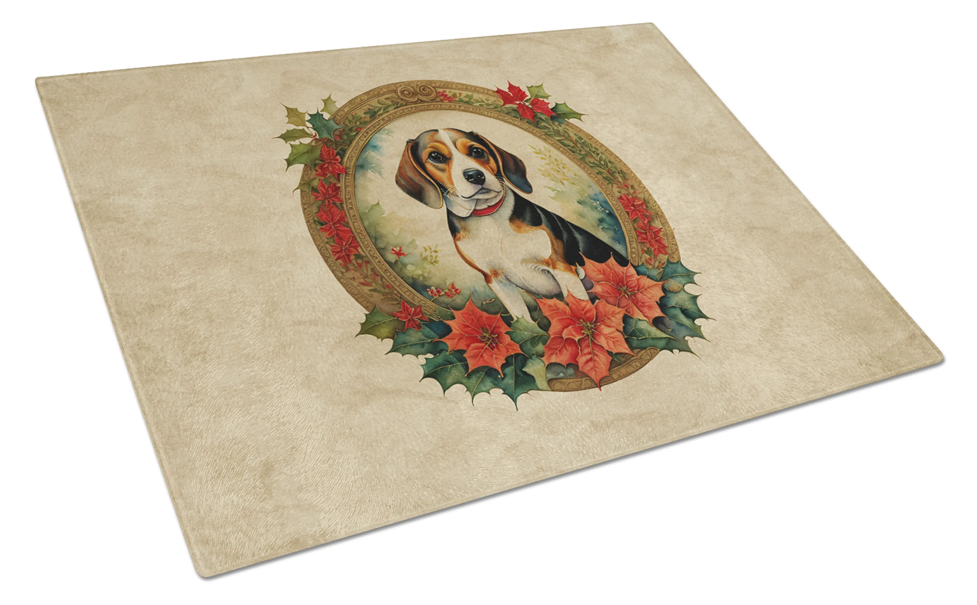 Christmas Flowers Frame Glass Cutting Board - Size: LARGE | Pack Of: 1 | Collection name: Christmas flowers frame