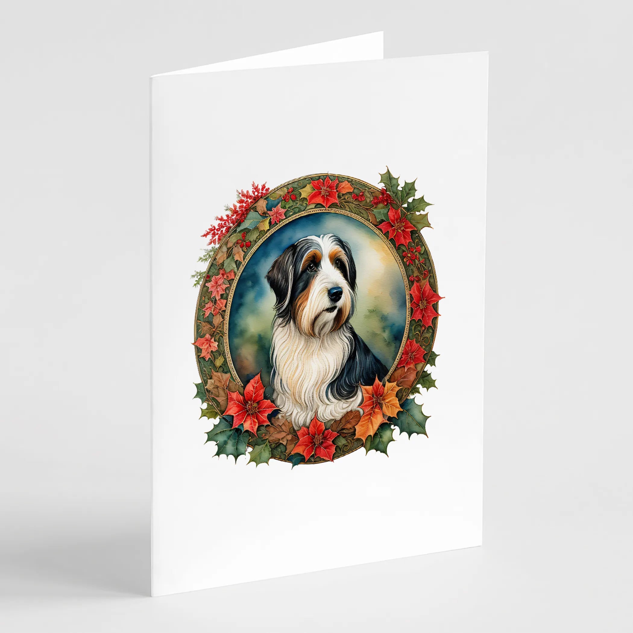 Christmas Flowers Frame Greeting Cards  - Size: 5X7 | Pack Of: 8 | Collection name: Christmas flowers frame
