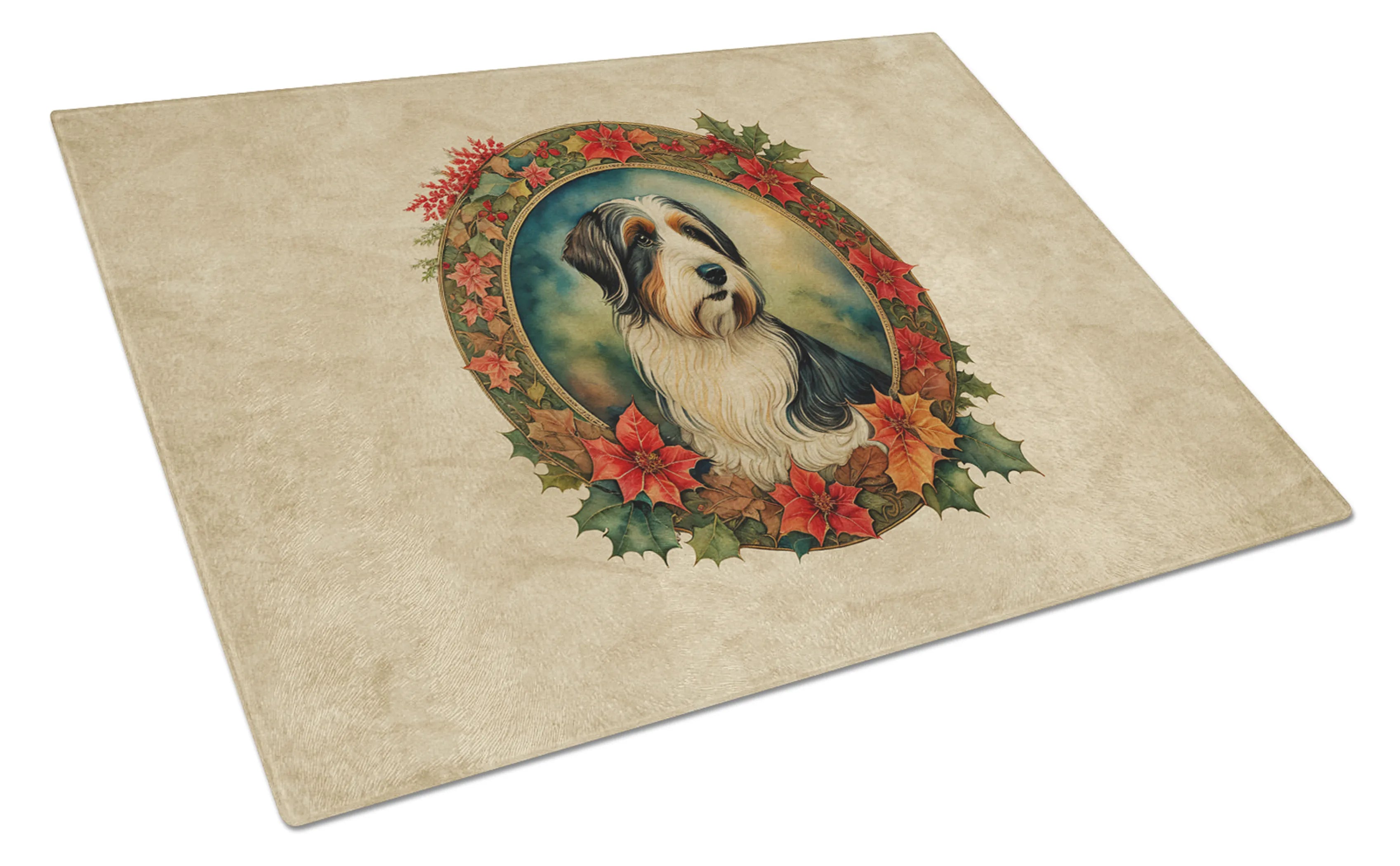 Christmas Flowers Frame Glass Cutting Board - Size: LARGE | Pack Of: 1 | Collection name: Christmas flowers frame