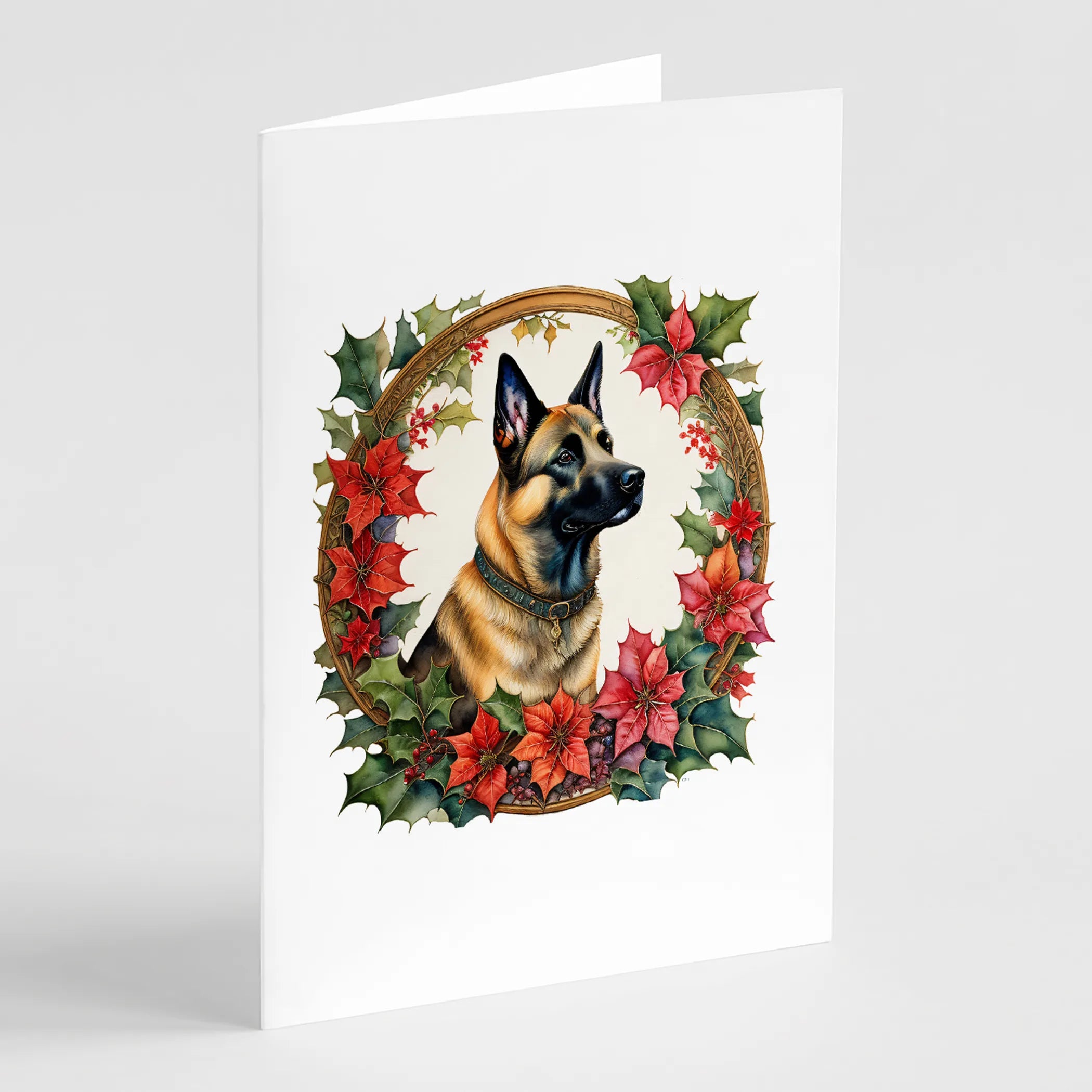 Christmas Flowers Frame Greeting Cards  - Size: 5X7 | Pack Of: 8 | Collection name: Christmas flowers frame