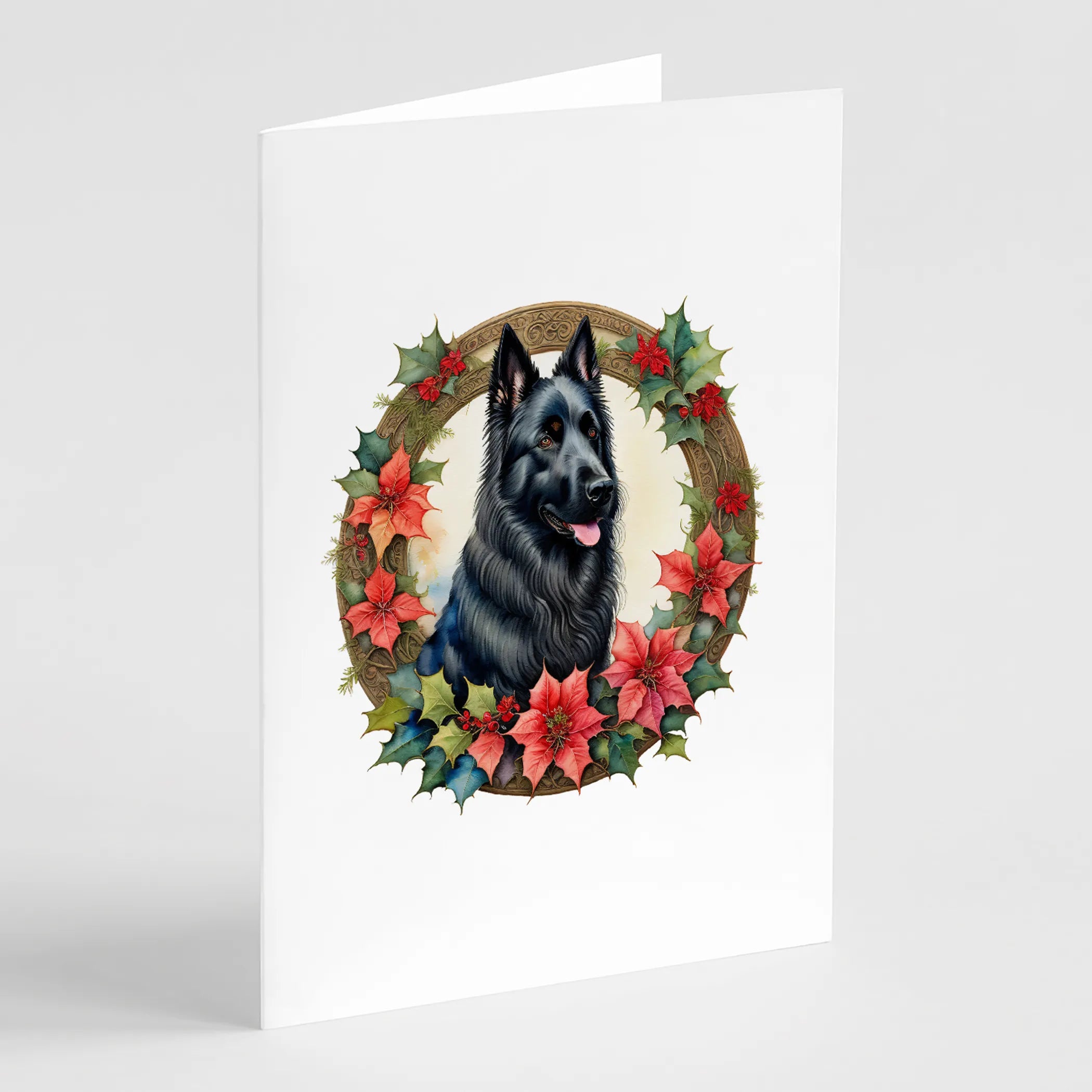 Christmas Flowers Frame Greeting Cards  - Size: 5X7 | Pack Of: 8 | Collection name: Christmas flowers frame