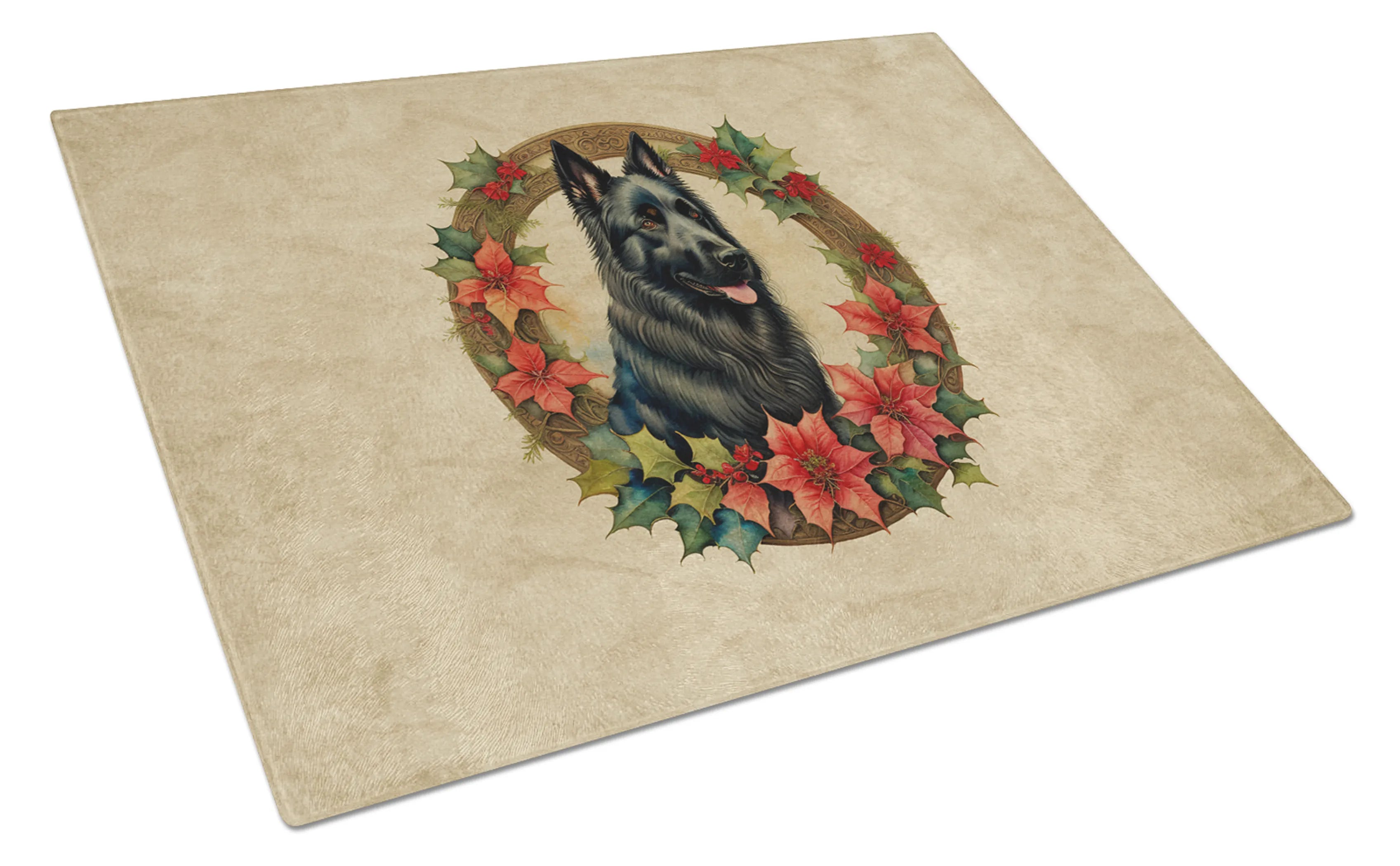 Christmas Flowers Frame Glass Cutting Board - Size: LARGE | Pack Of: 1 | Collection name: Christmas flowers frame