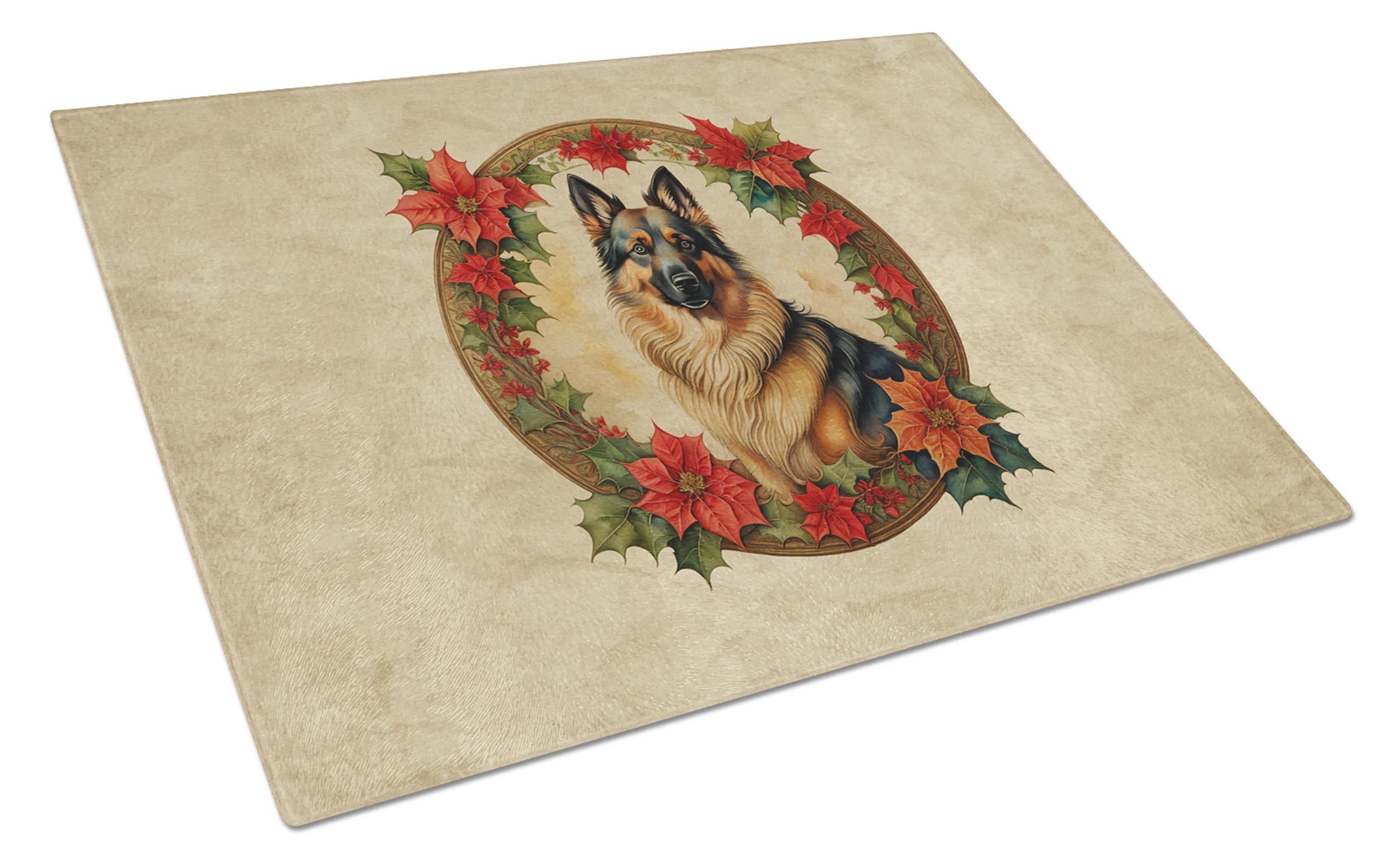 Christmas Flowers Frame Glass Cutting Board - Size: LARGE | Pack Of: 1 | Collection name: Christmas flowers frame