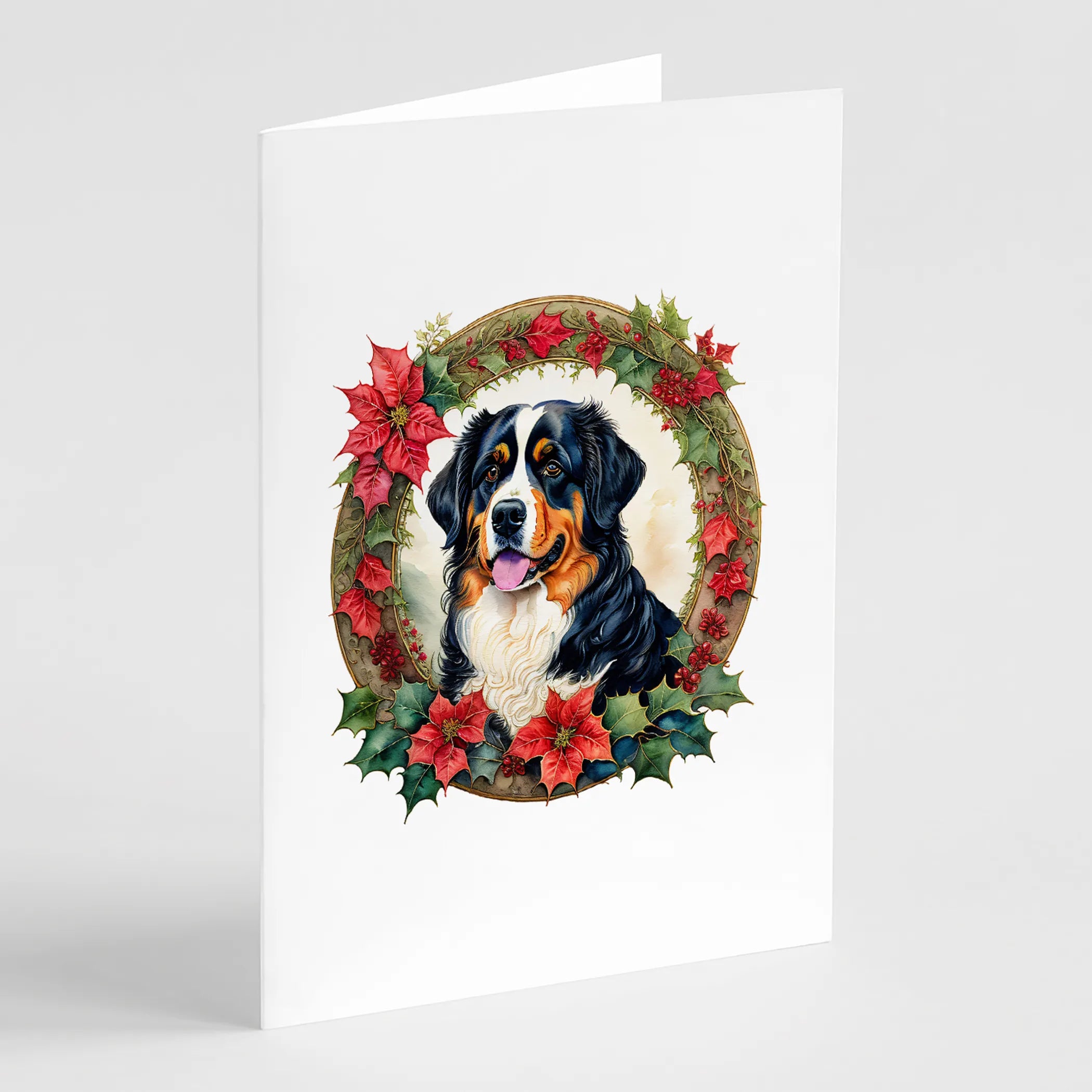 Christmas Flowers Frame Greeting Cards  - Size: 5X7 | Pack Of: 8 | Collection name: Christmas flowers frame