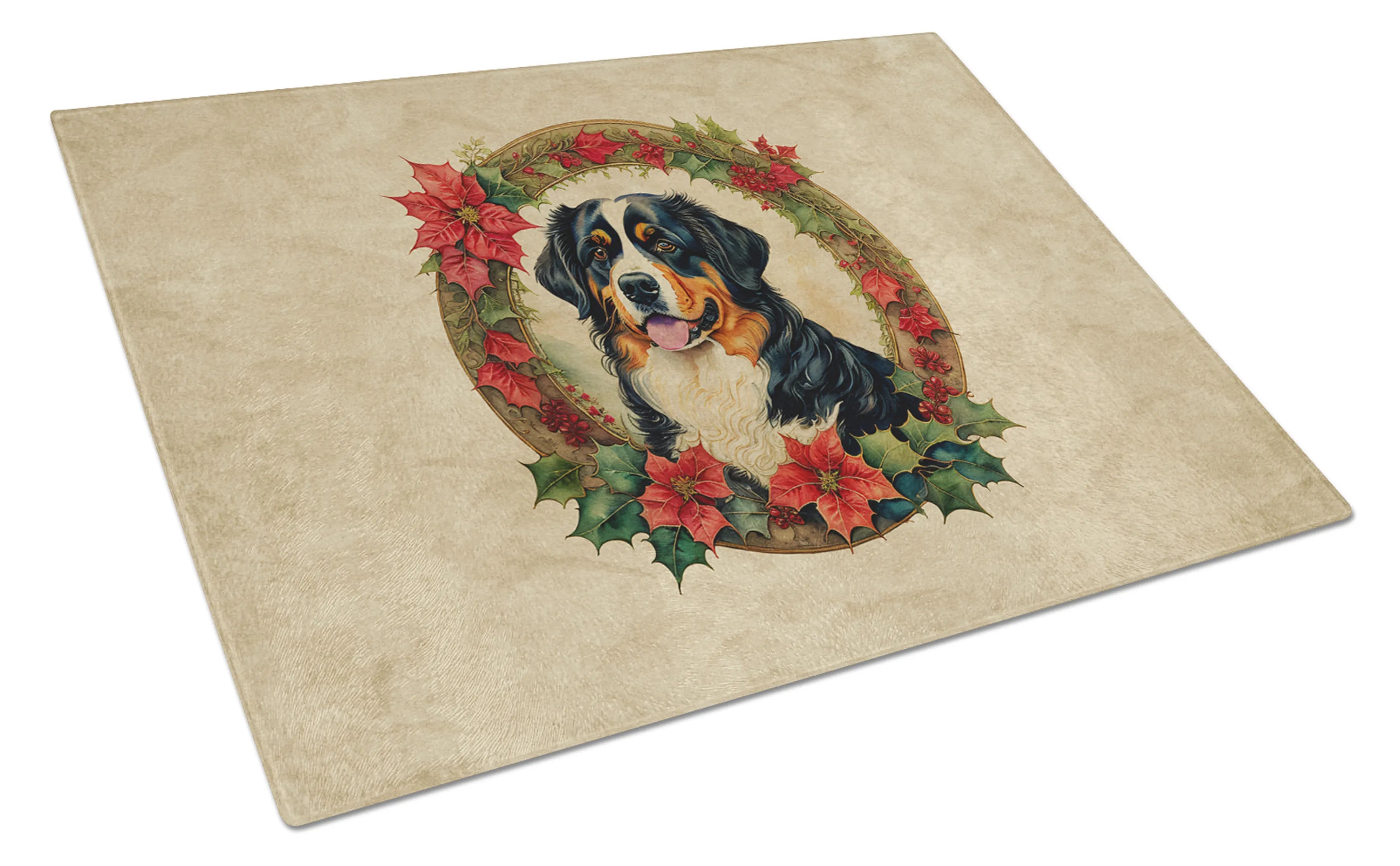 Christmas Flowers Frame Glass Cutting Board - Size: LARGE | Pack Of: 1 | Collection name: Christmas flowers frame