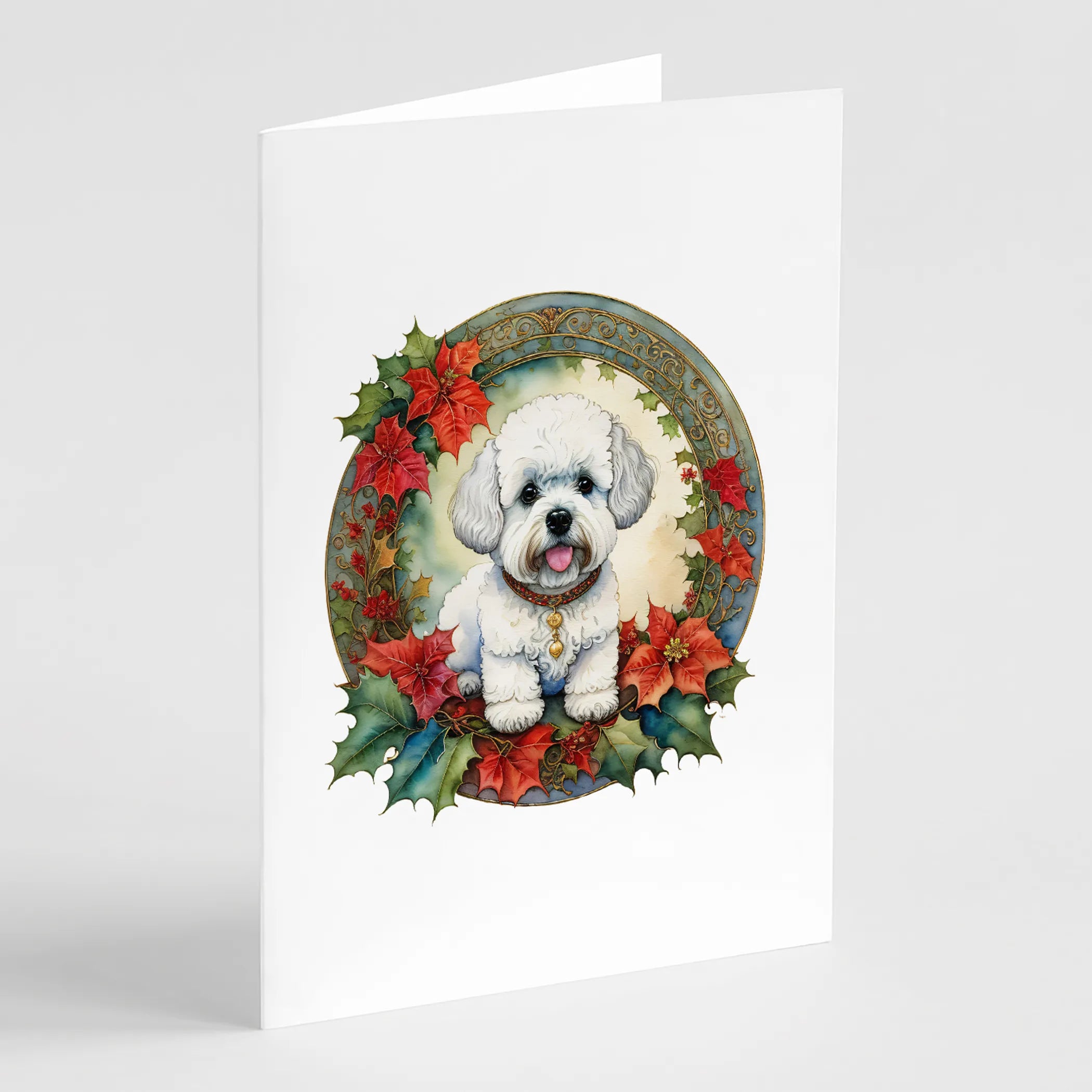Christmas Flowers Frame Greeting Cards  - Size: 5X7 | Pack Of: 8 | Collection name: Christmas flowers frame
