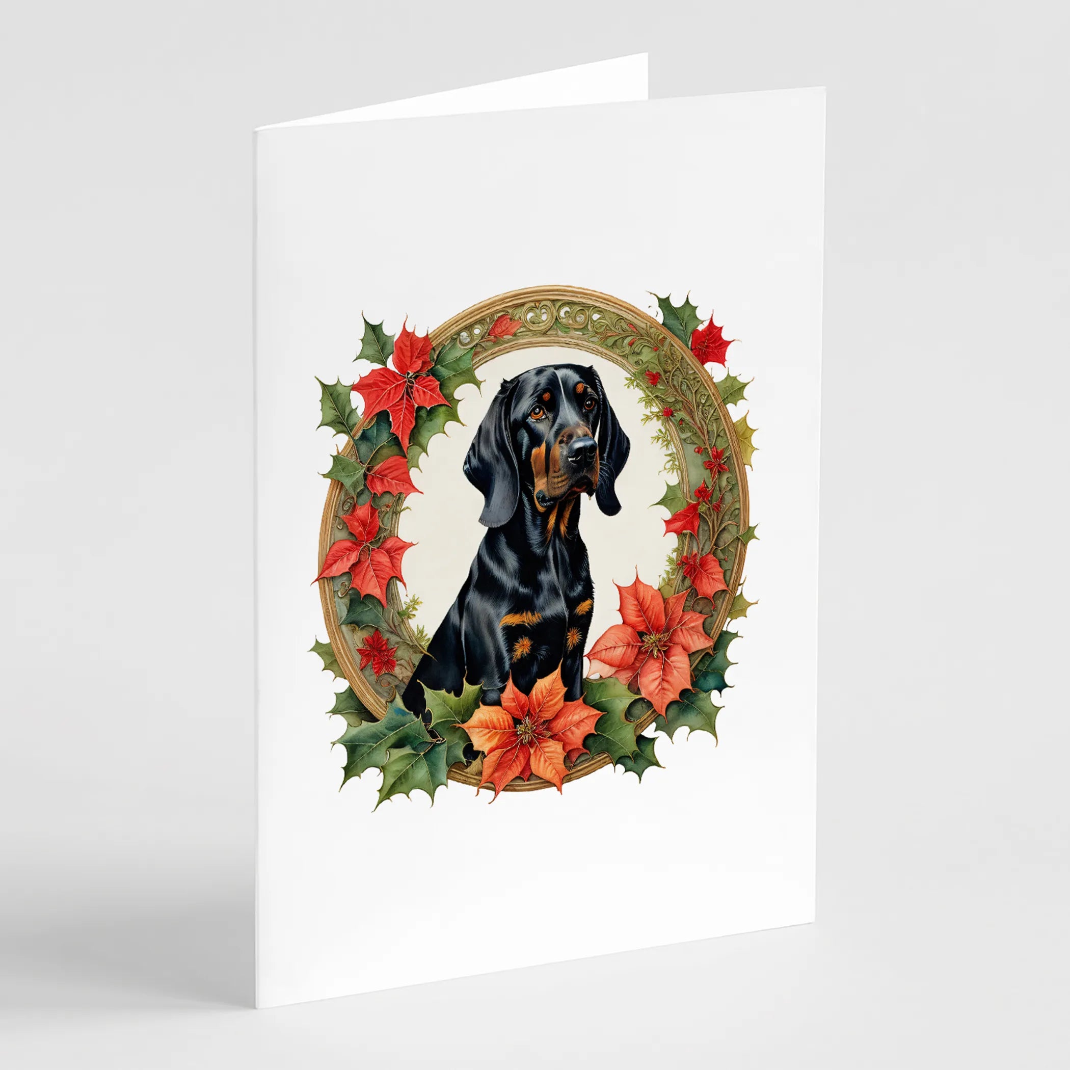 Christmas Flowers Frame Greeting Cards  - Size: 5X7 | Pack Of: 8 | Collection name: Christmas flowers frame