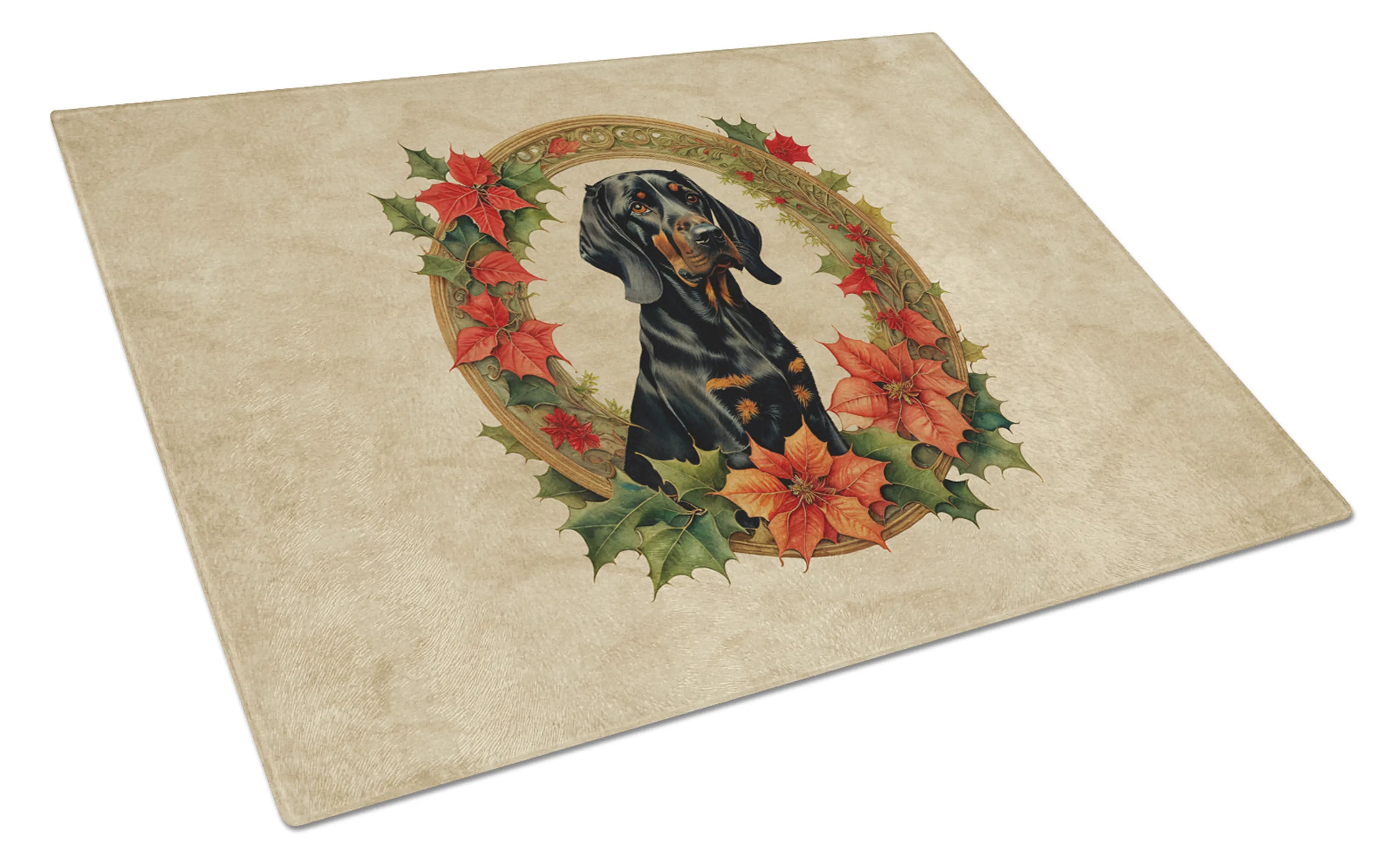 Christmas Flowers Frame Glass Cutting Board - Size: LARGE | Pack Of: 1 | Collection name: Christmas flowers frame