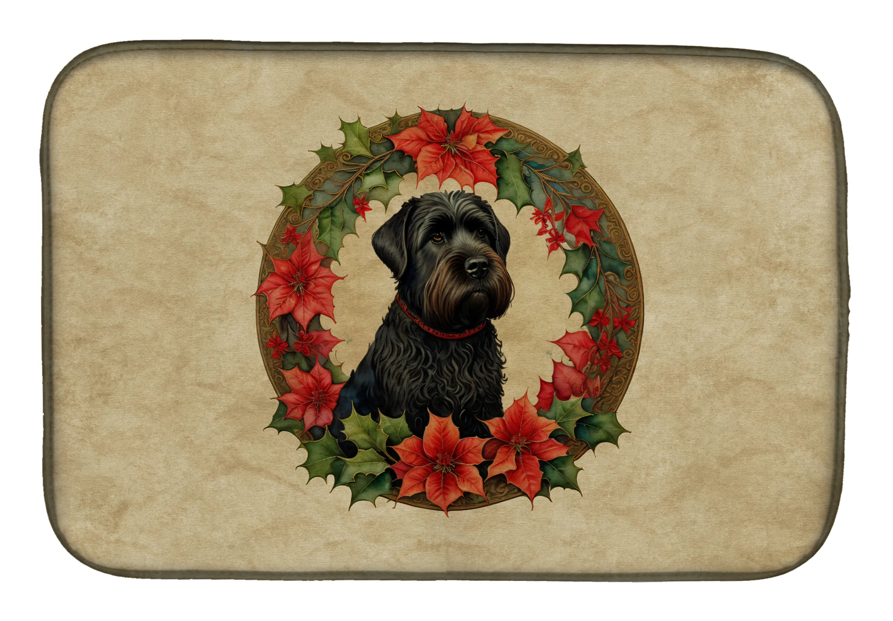 Christmas Flowers Frame Dish Drying Mat - Size: 14  X 21" | Pack Of: 1 | Collection name: Christmas flowers frame