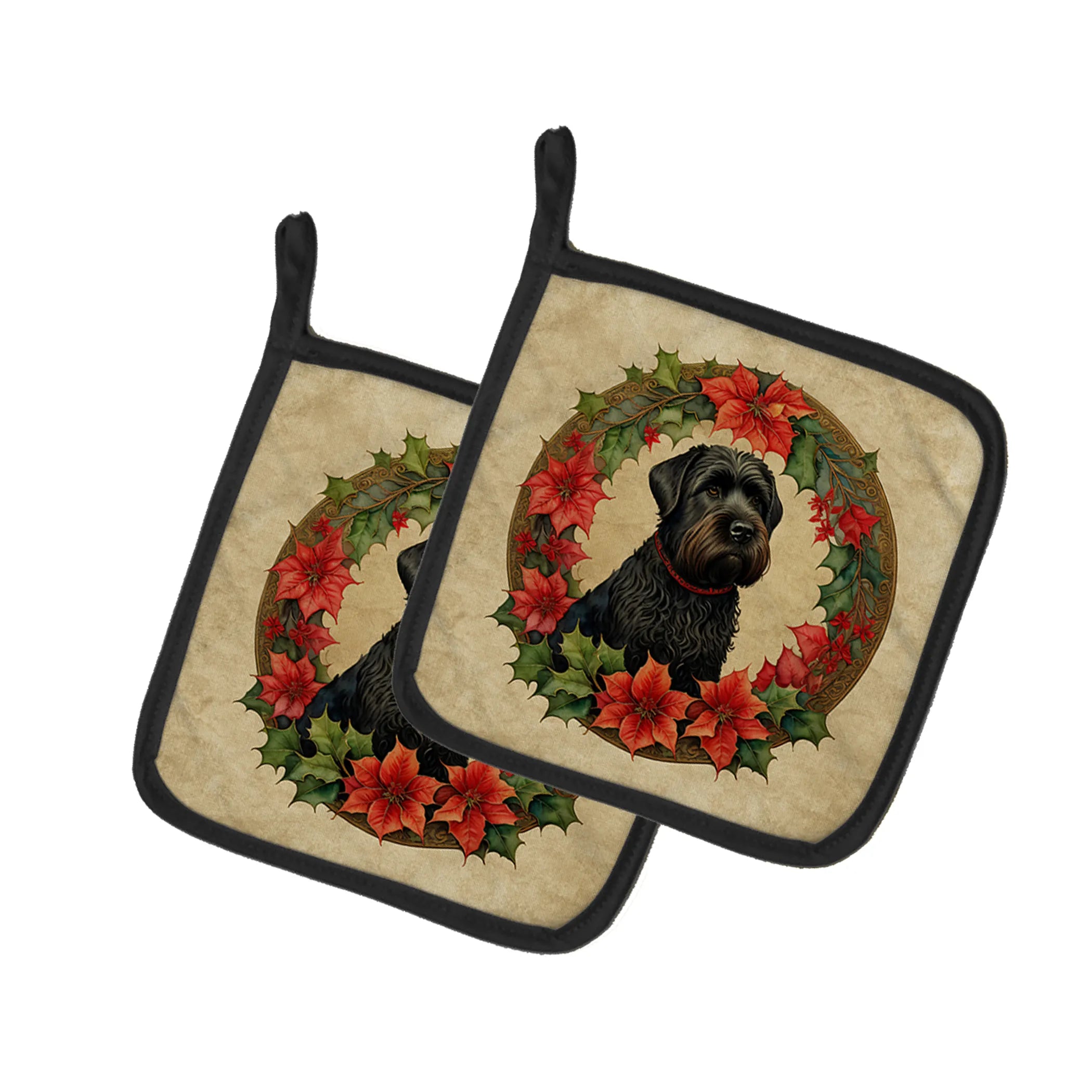 Christmas Flowers Frame Pair of Pot Holders - Size: 7.5HX7.5W | Pack Of: 1 | Collection name: Christmas flowers frame