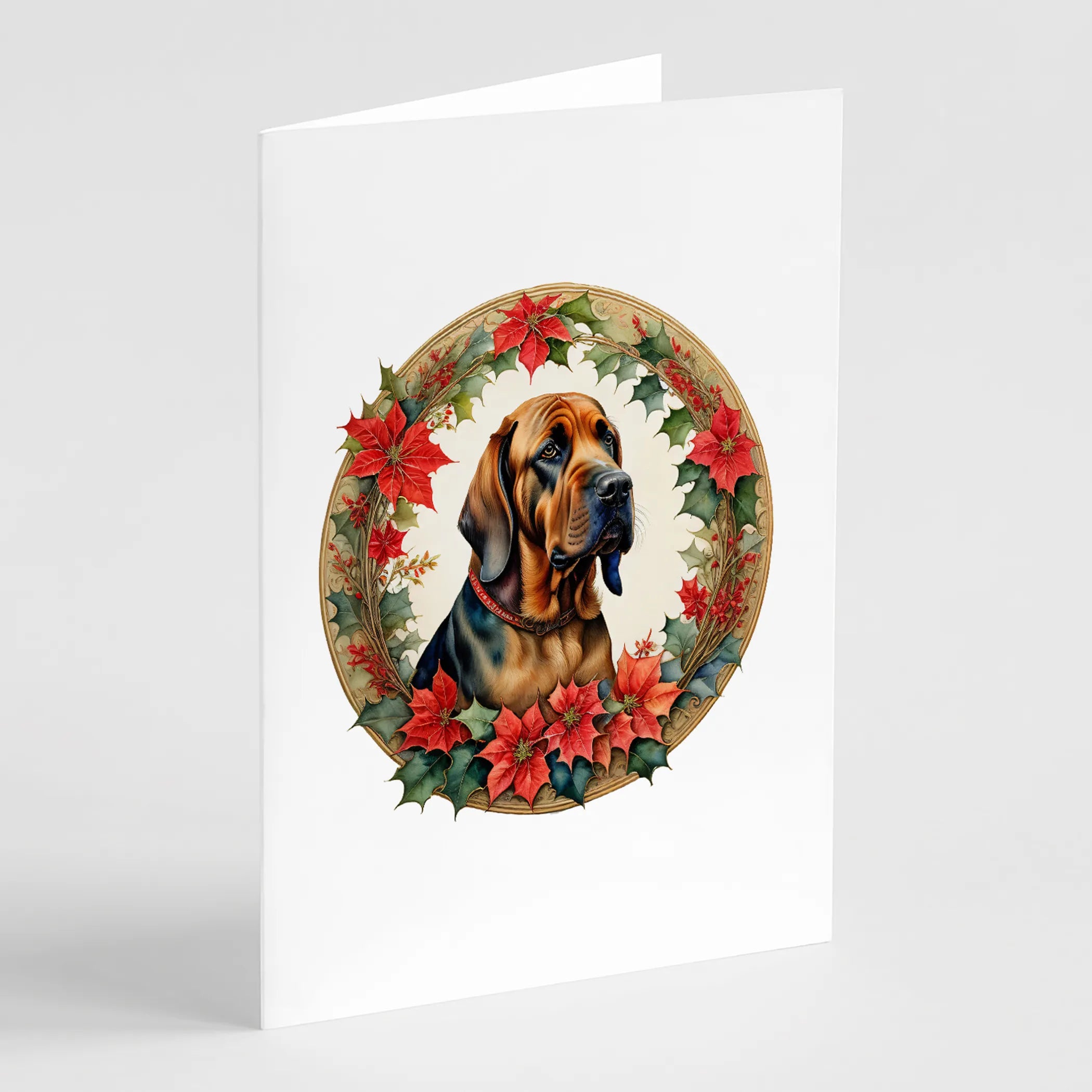 Christmas Flowers Frame Greeting Cards  - Size: 5X7 | Pack Of: 8 | Collection name: Christmas flowers frame
