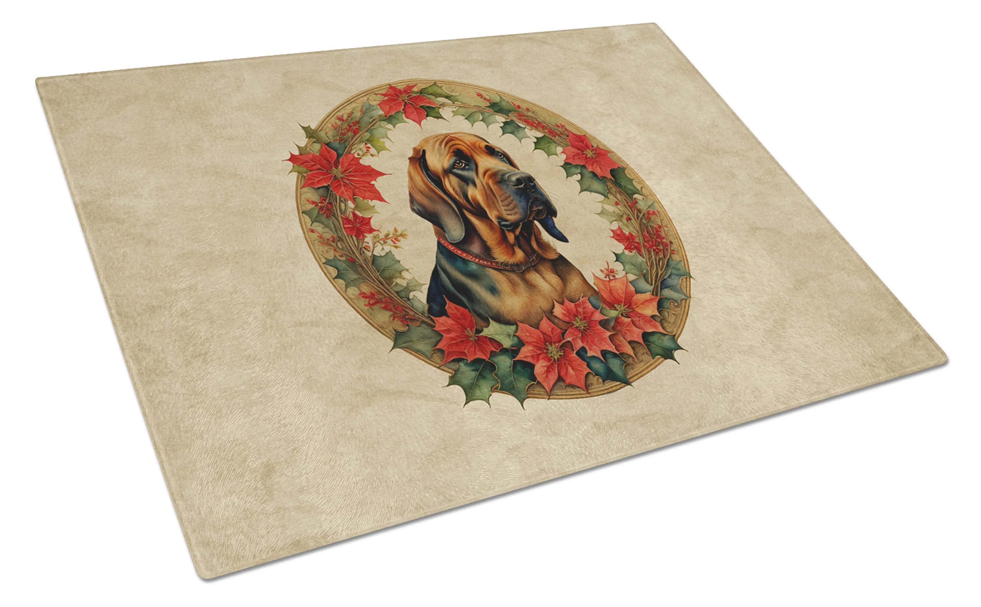 Christmas Flowers Frame Glass Cutting Board - Size: LARGE | Pack Of: 1 | Collection name: Christmas flowers frame