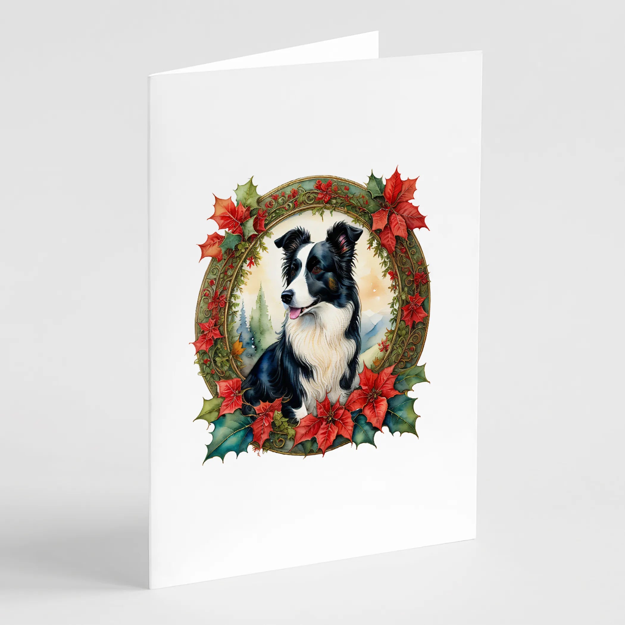 Christmas Flowers Frame Greeting Cards  - Size: 5X7 | Pack Of: 8 | Collection name: Christmas flowers frame