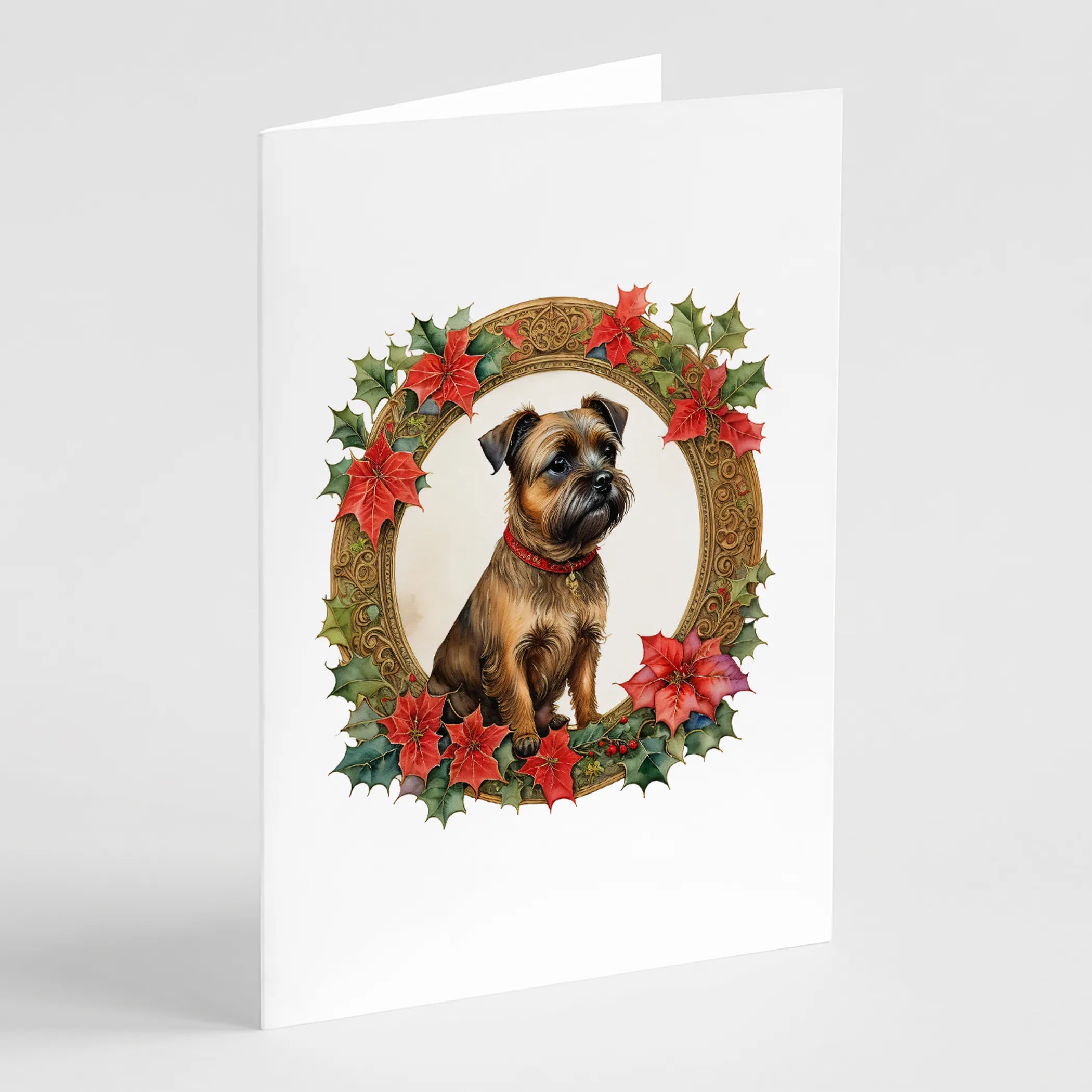 Christmas Flowers Frame Greeting Cards  - Size: 5X7 | Pack Of: 8 | Collection name: Christmas flowers frame