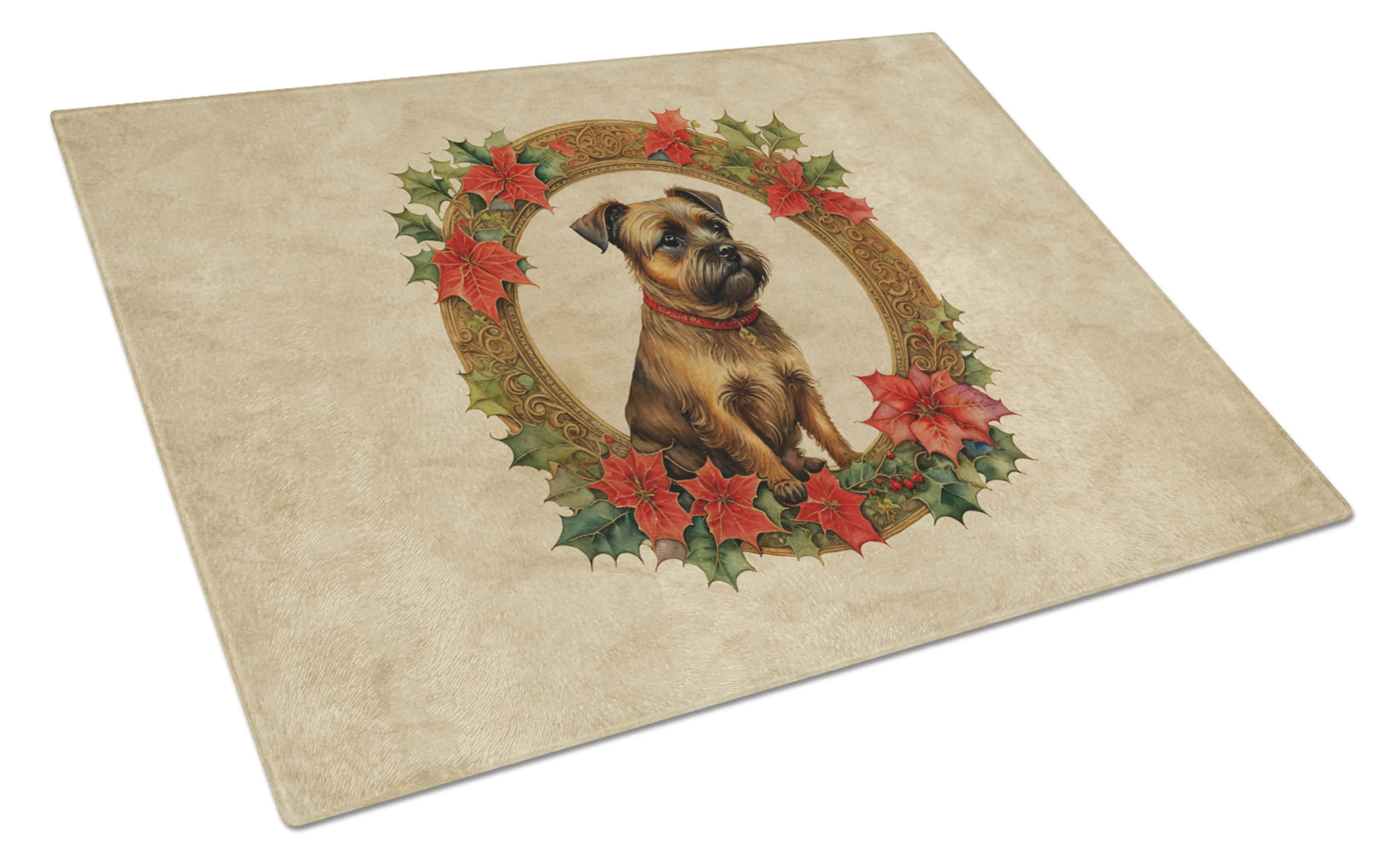 Christmas Flowers Frame Glass Cutting Board - Size: LARGE | Pack Of: 1 | Collection name: Christmas flowers frame