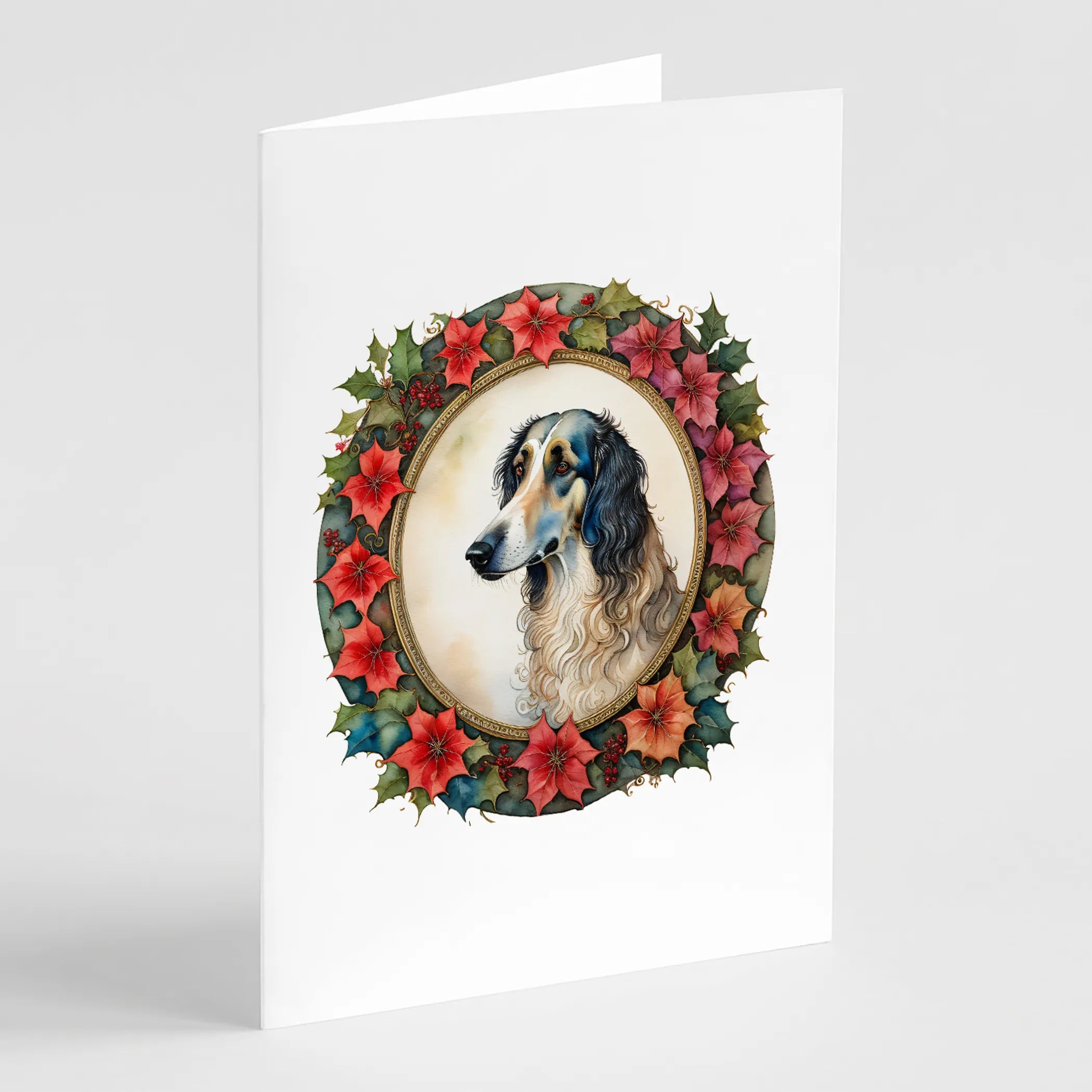 Christmas Flowers Frame Greeting Cards  - Size: 5X7 | Pack Of: 8 | Collection name: Christmas flowers frame