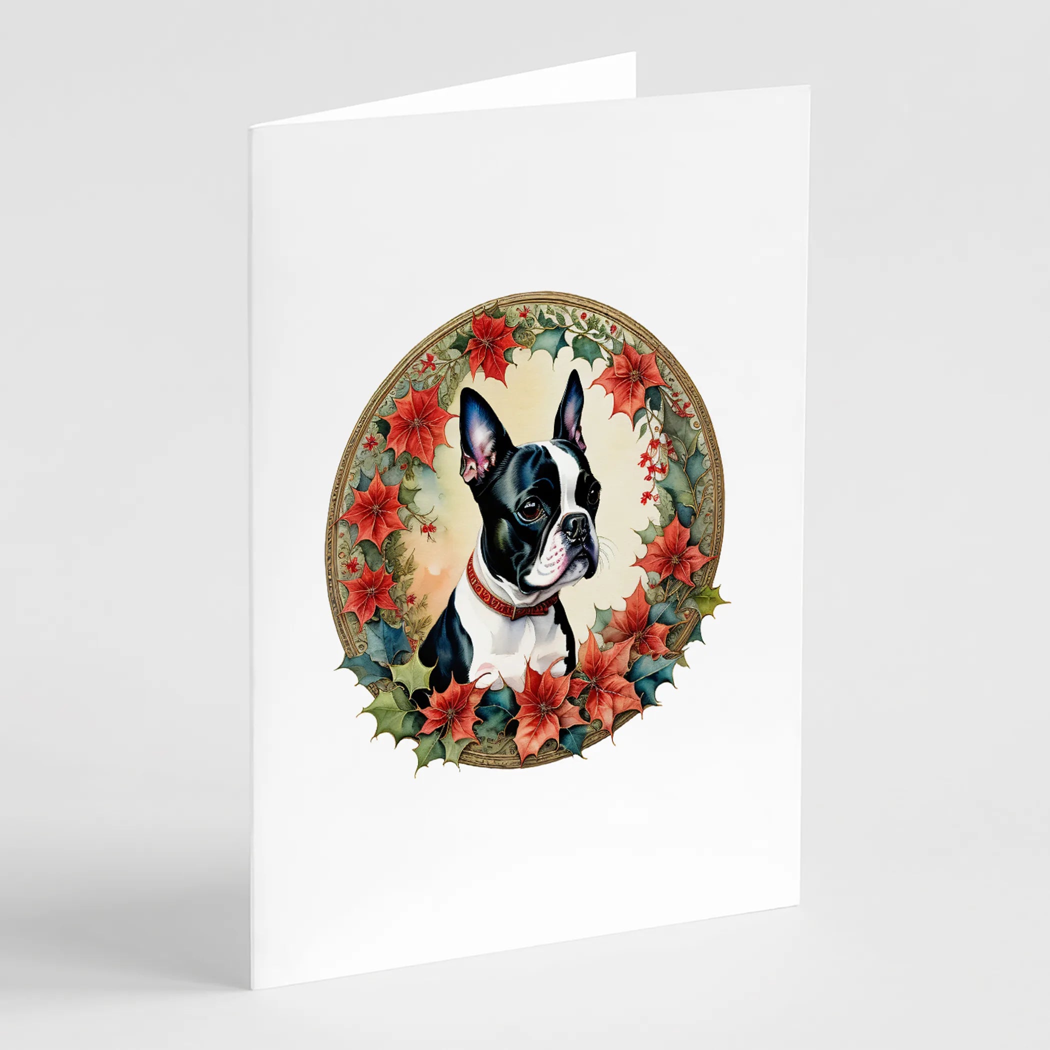 Christmas Flowers Frame Greeting Cards  - Size: 5X7 | Pack Of: 8 | Collection name: Christmas flowers frame