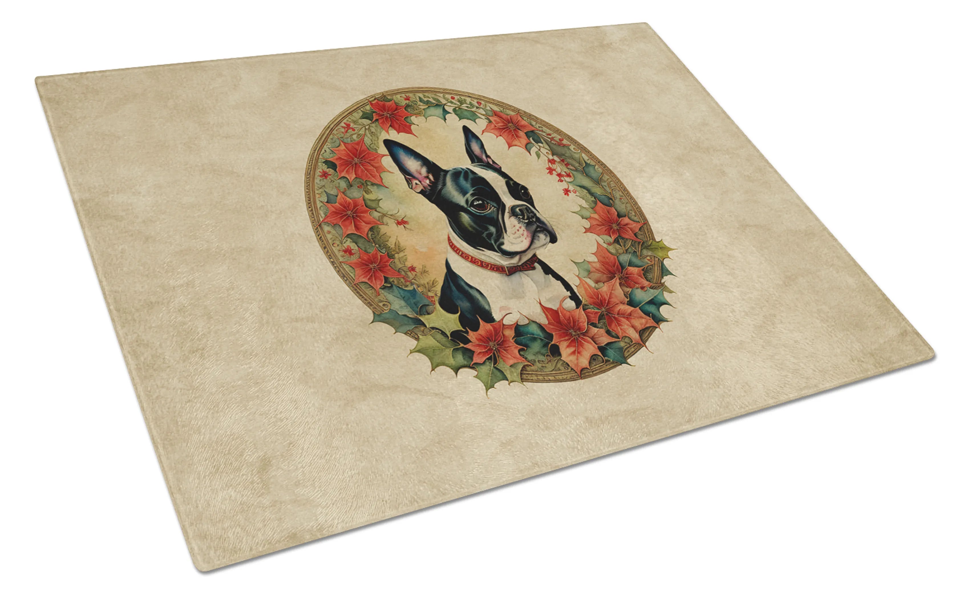 Christmas Flowers Frame Glass Cutting Board - Size: LARGE | Pack Of: 1 | Collection name: Christmas flowers frame