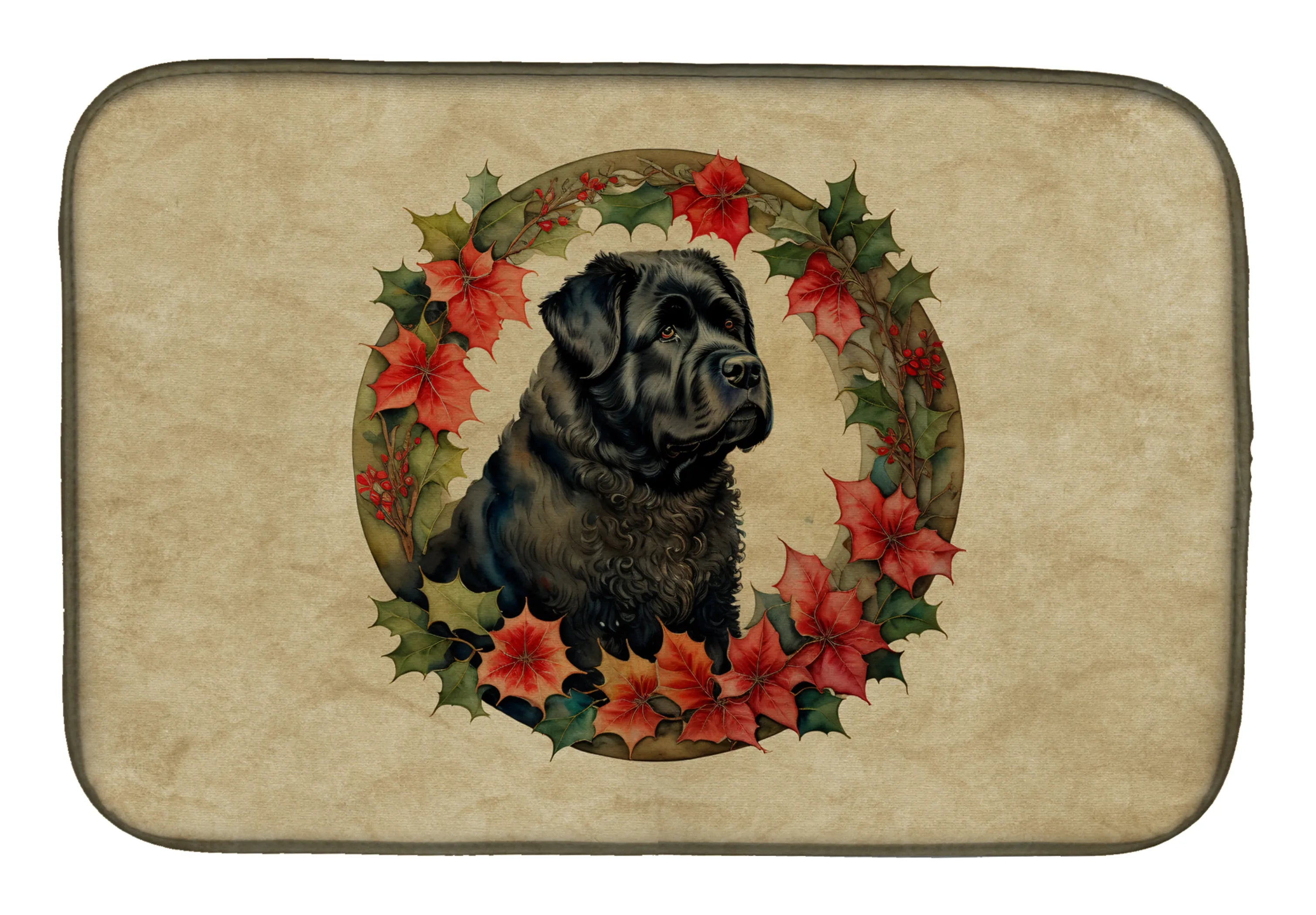Christmas Flowers Frame Dish Drying Mat - Size: 14  X 21" | Pack Of: 1 | Collection name: Christmas flowers frame
