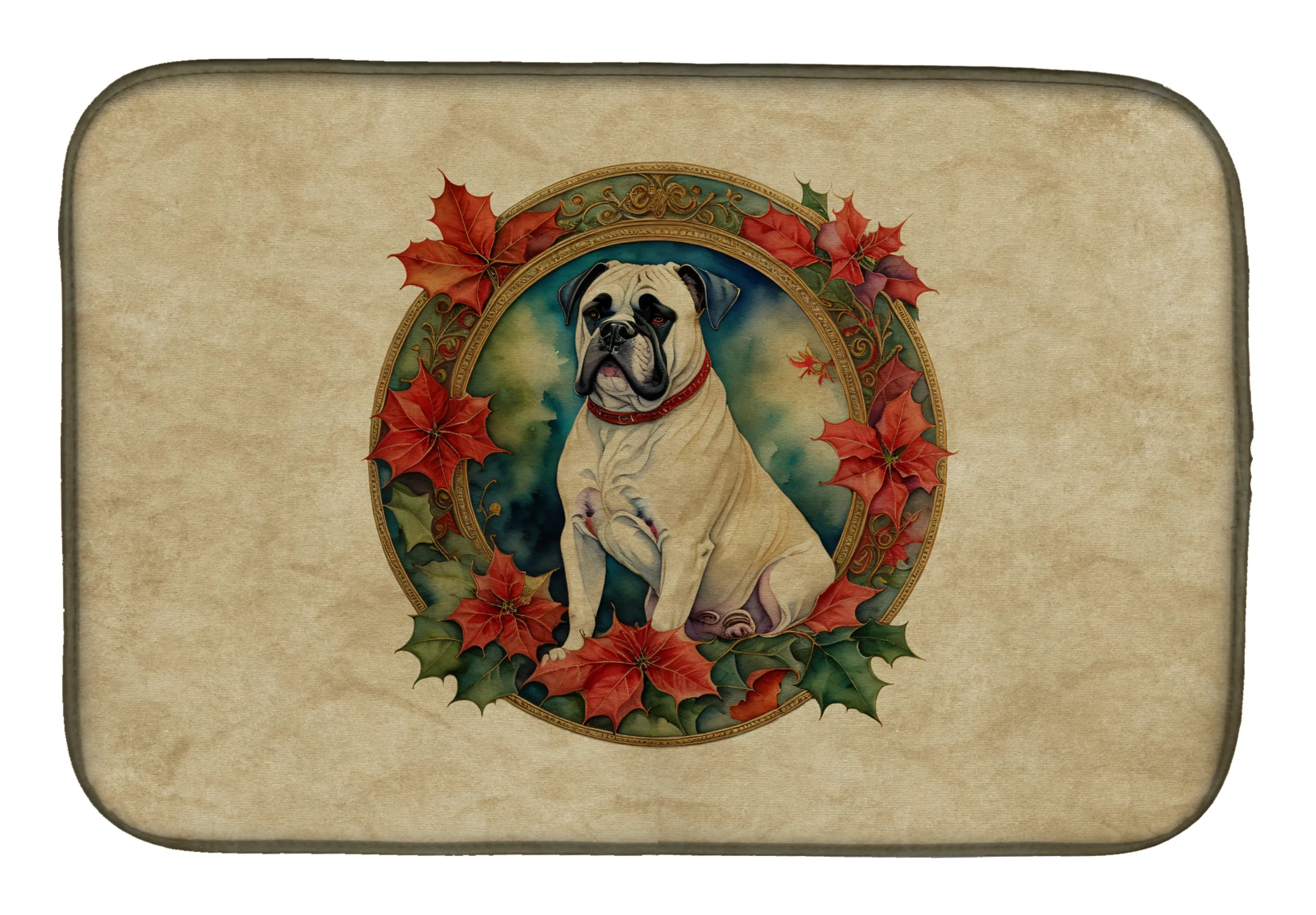 Christmas Flowers Frame Dish Drying Mat - Size: 14  X 21" | Pack Of: 1 | Collection name: Christmas flowers frame