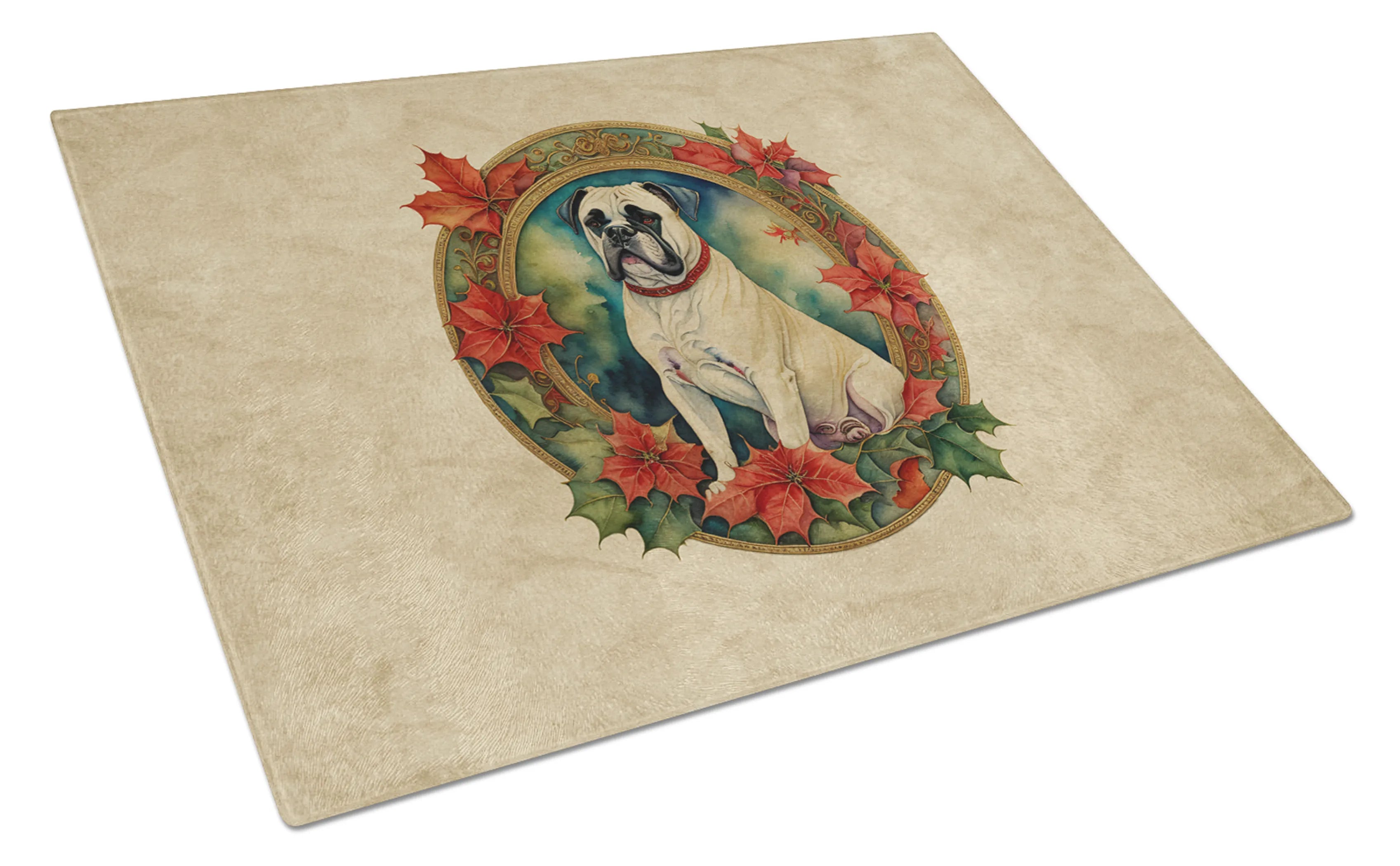 Christmas Flowers Frame Glass Cutting Board - Size: LARGE | Pack Of: 1 | Collection name: Christmas flowers frame