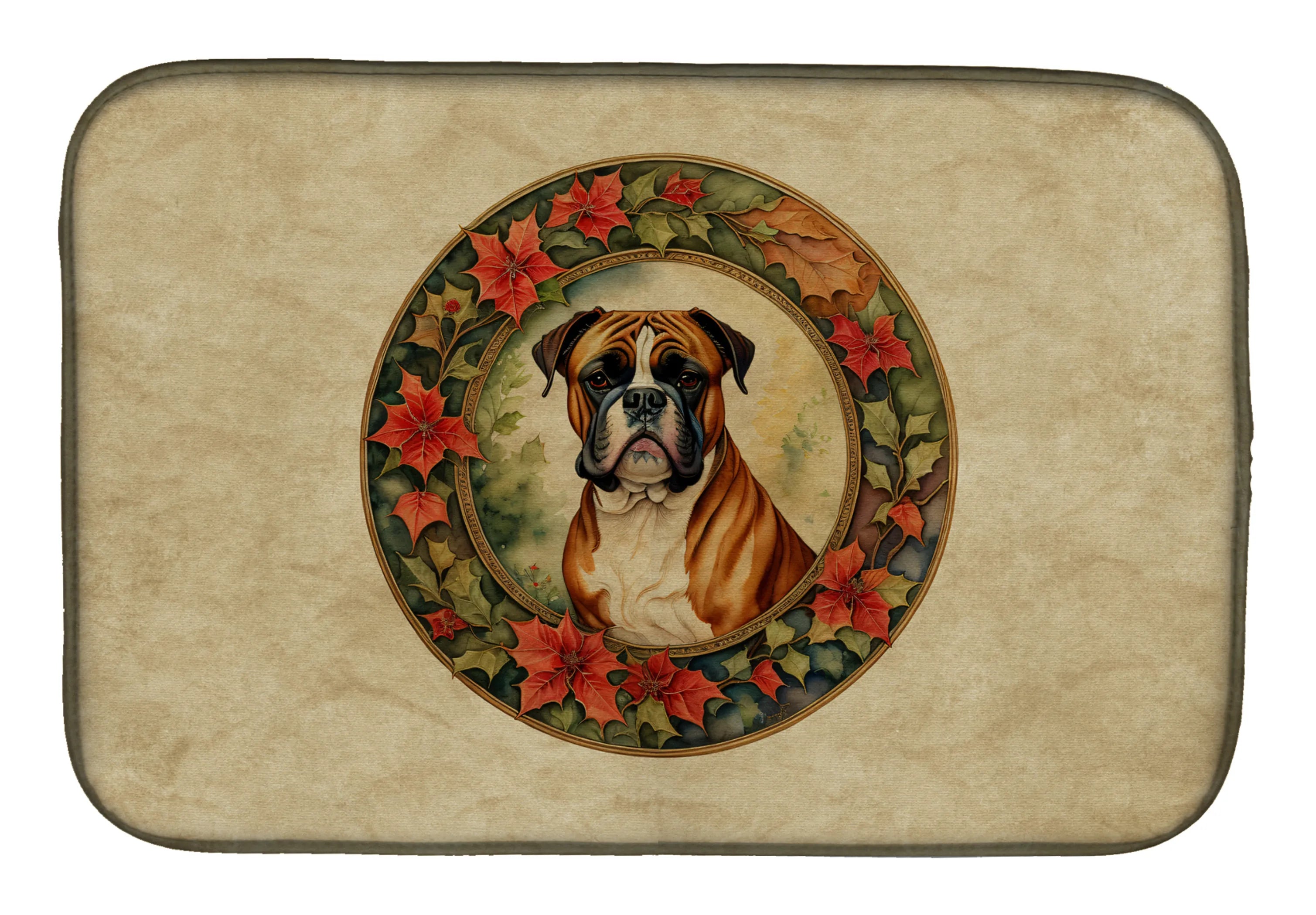 Christmas Flowers Frame Dish Drying Mat - Size: 14  X 21" | Pack Of: 1 | Collection name: Christmas flowers frame