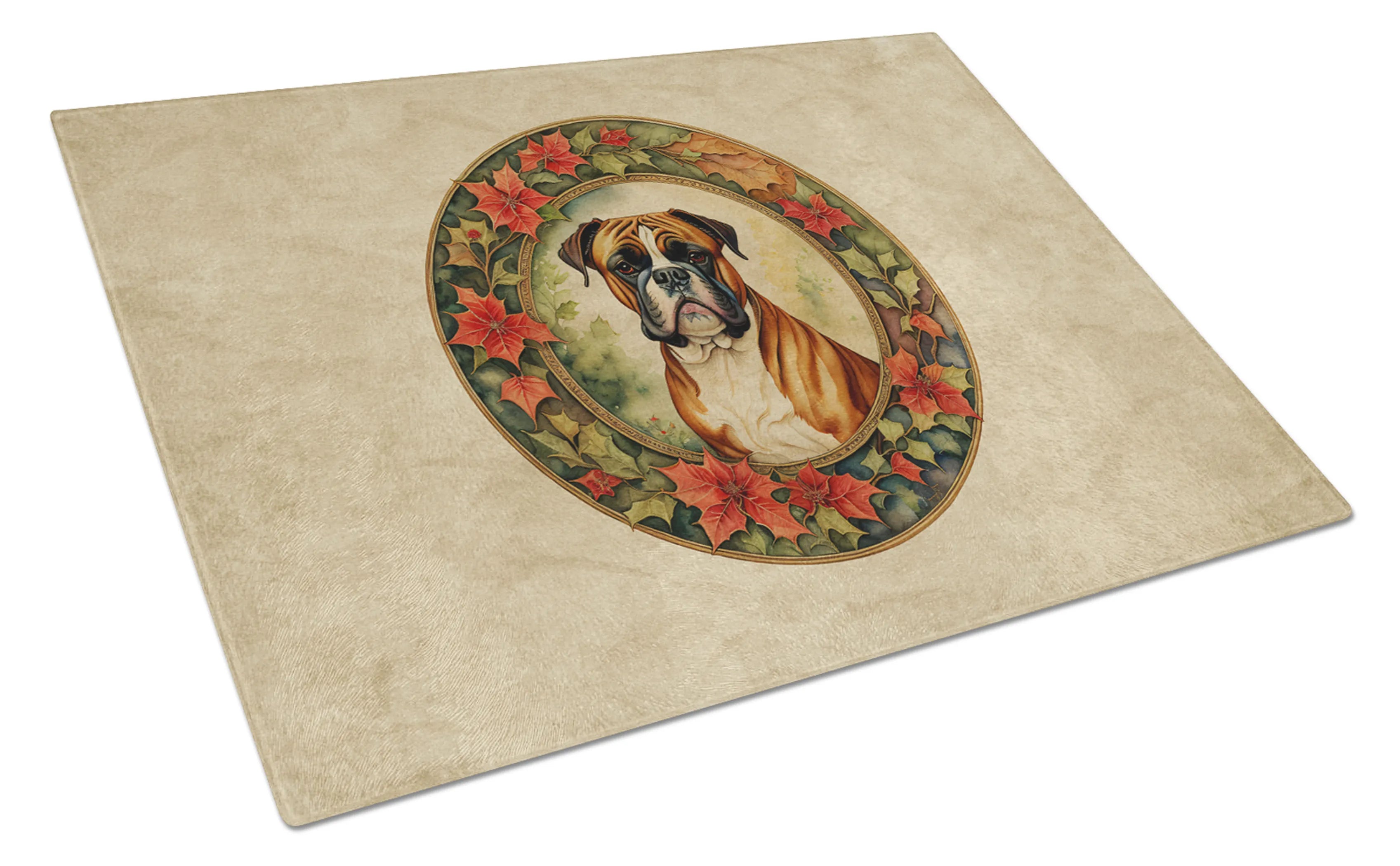 Christmas Flowers Frame Glass Cutting Board - Size: LARGE | Pack Of: 1 | Collection name: Christmas flowers frame