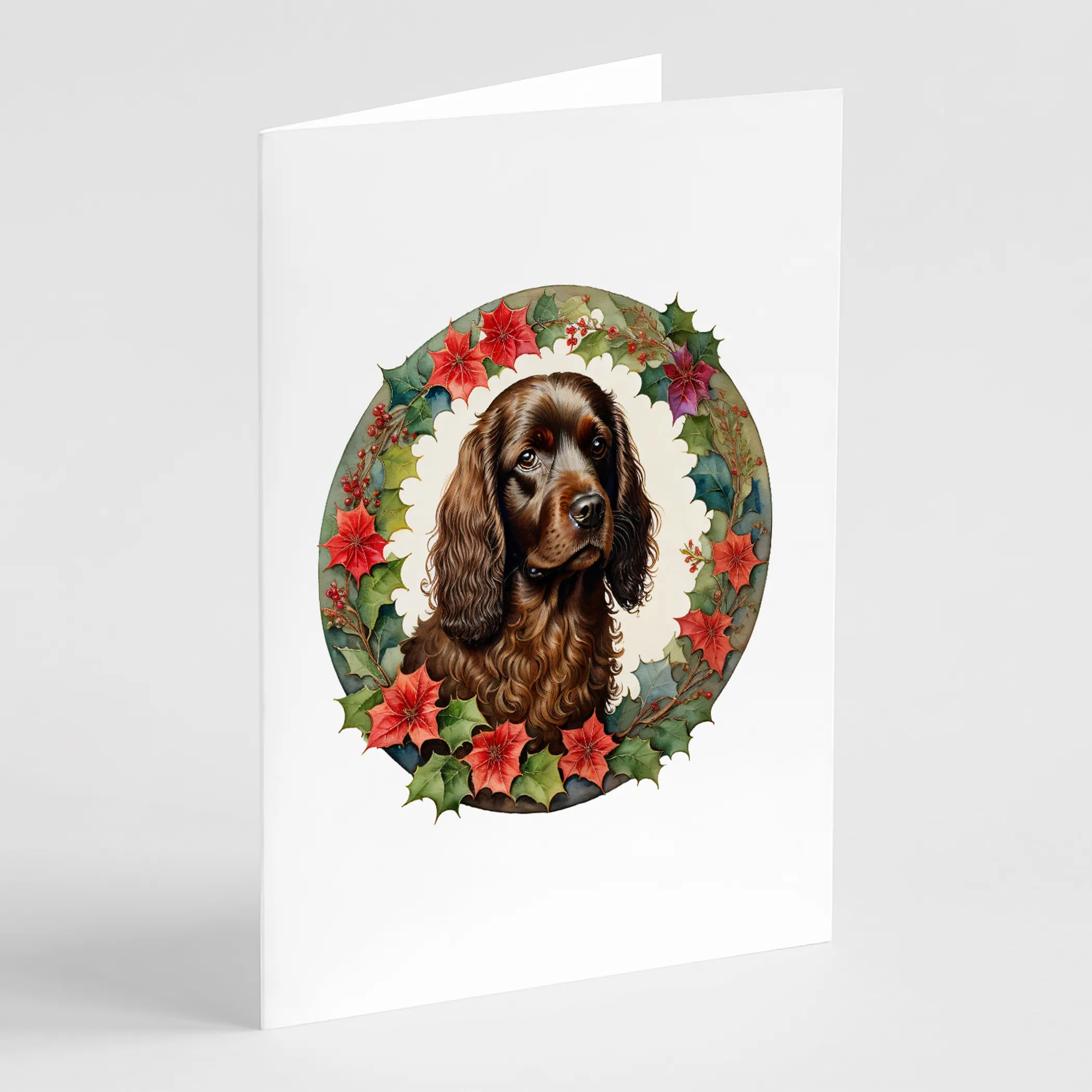Christmas Flowers Frame Greeting Cards  - Size: 5X7 | Pack Of: 8 | Collection name: Christmas flowers frame