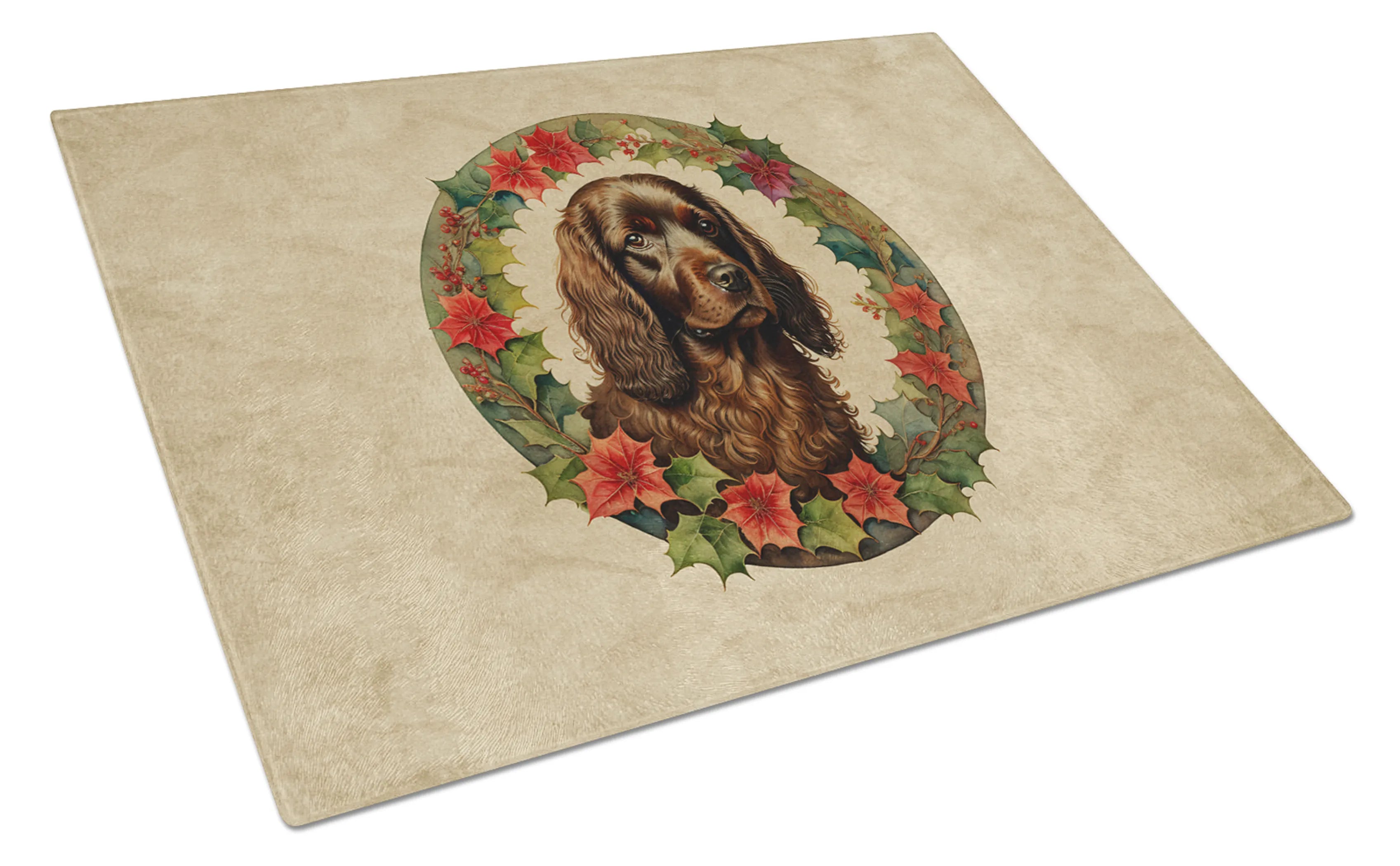 Christmas Flowers Frame Glass Cutting Board - Size: LARGE | Pack Of: 1 | Collection name: Christmas flowers frame
