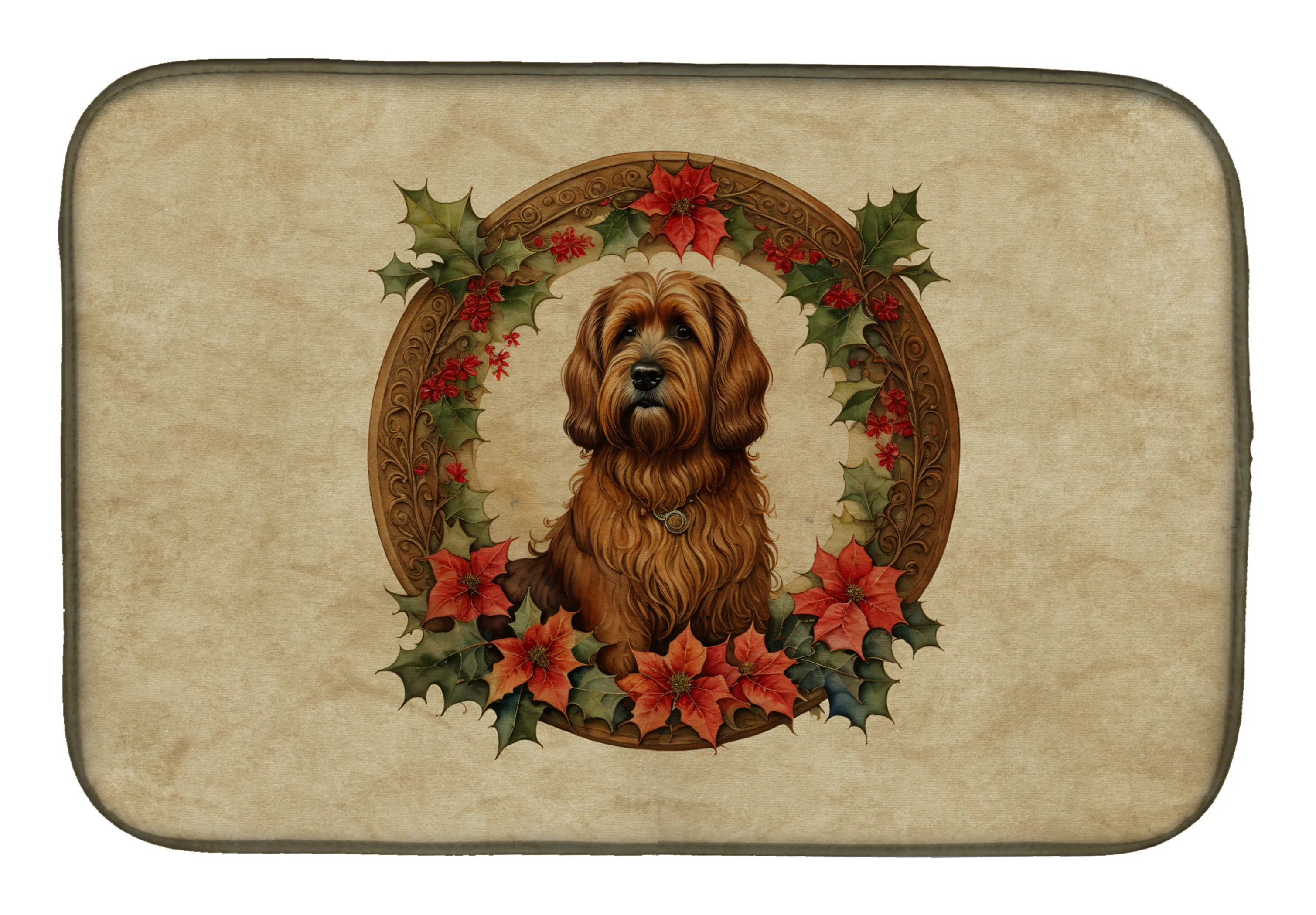 Christmas Flowers Frame Dish Drying Mat - Size: 14  X 21" | Pack Of: 1 | Collection name: Christmas flowers frame
