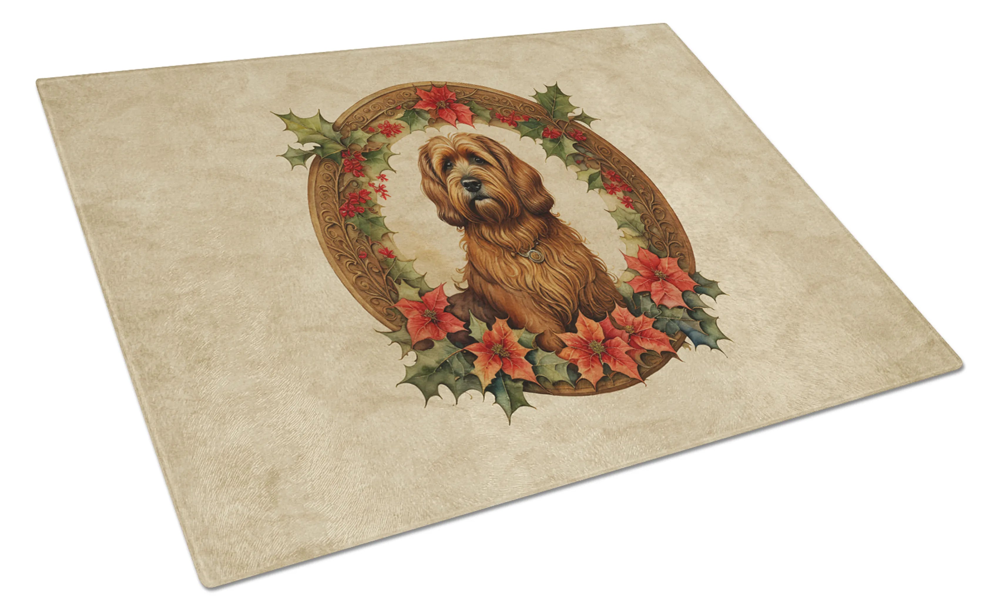 Christmas Flowers Frame Glass Cutting Board - Size: LARGE | Pack Of: 1 | Collection name: Christmas flowers frame