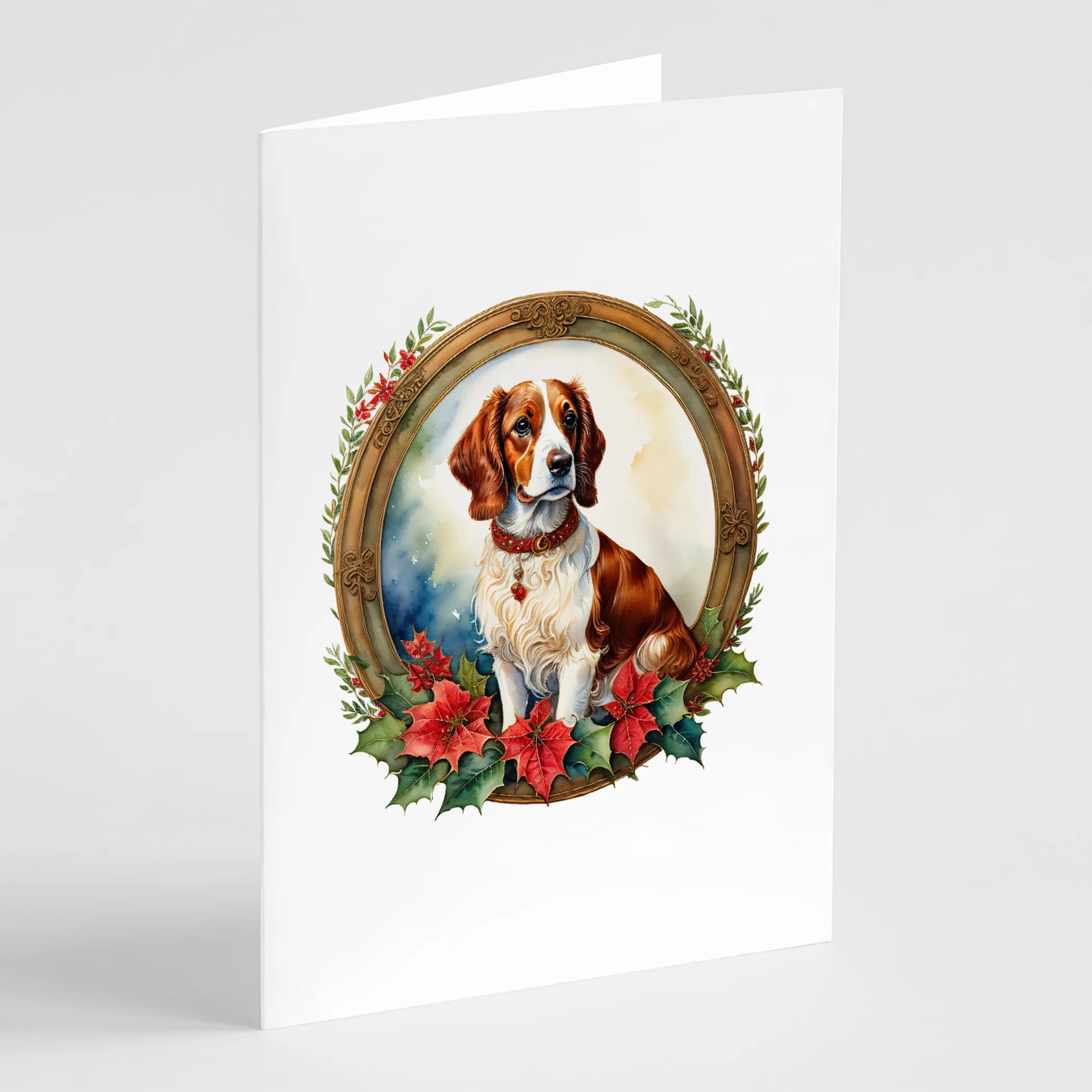 Christmas Flowers Frame Greeting Cards  - Size: 5X7 | Pack Of: 8 | Collection name: Christmas flowers frame