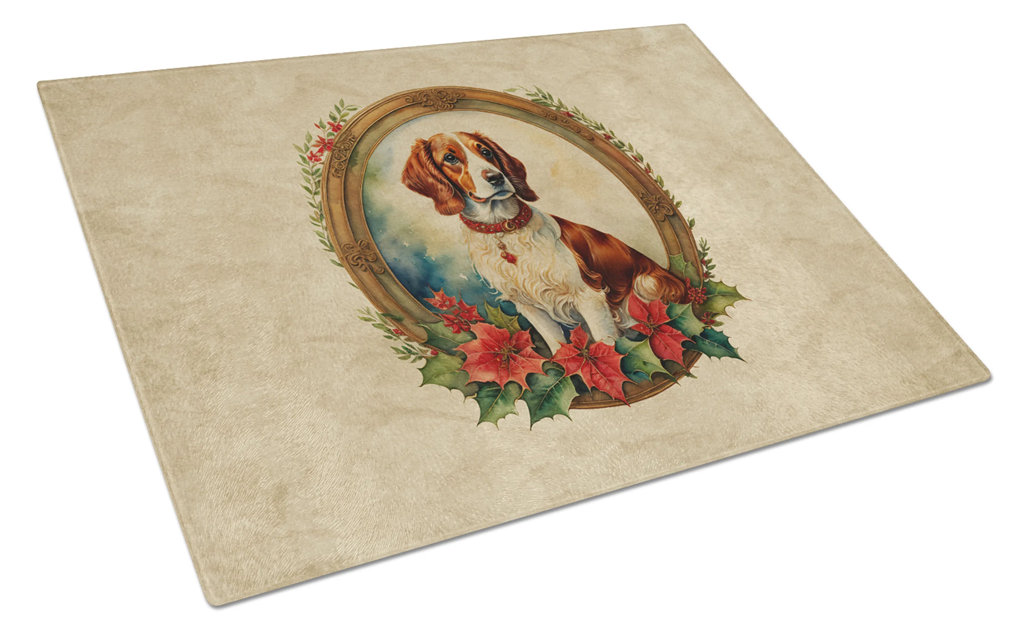 Christmas Flowers Frame Glass Cutting Board - Size: LARGE | Pack Of: 1 | Collection name: Christmas flowers frame