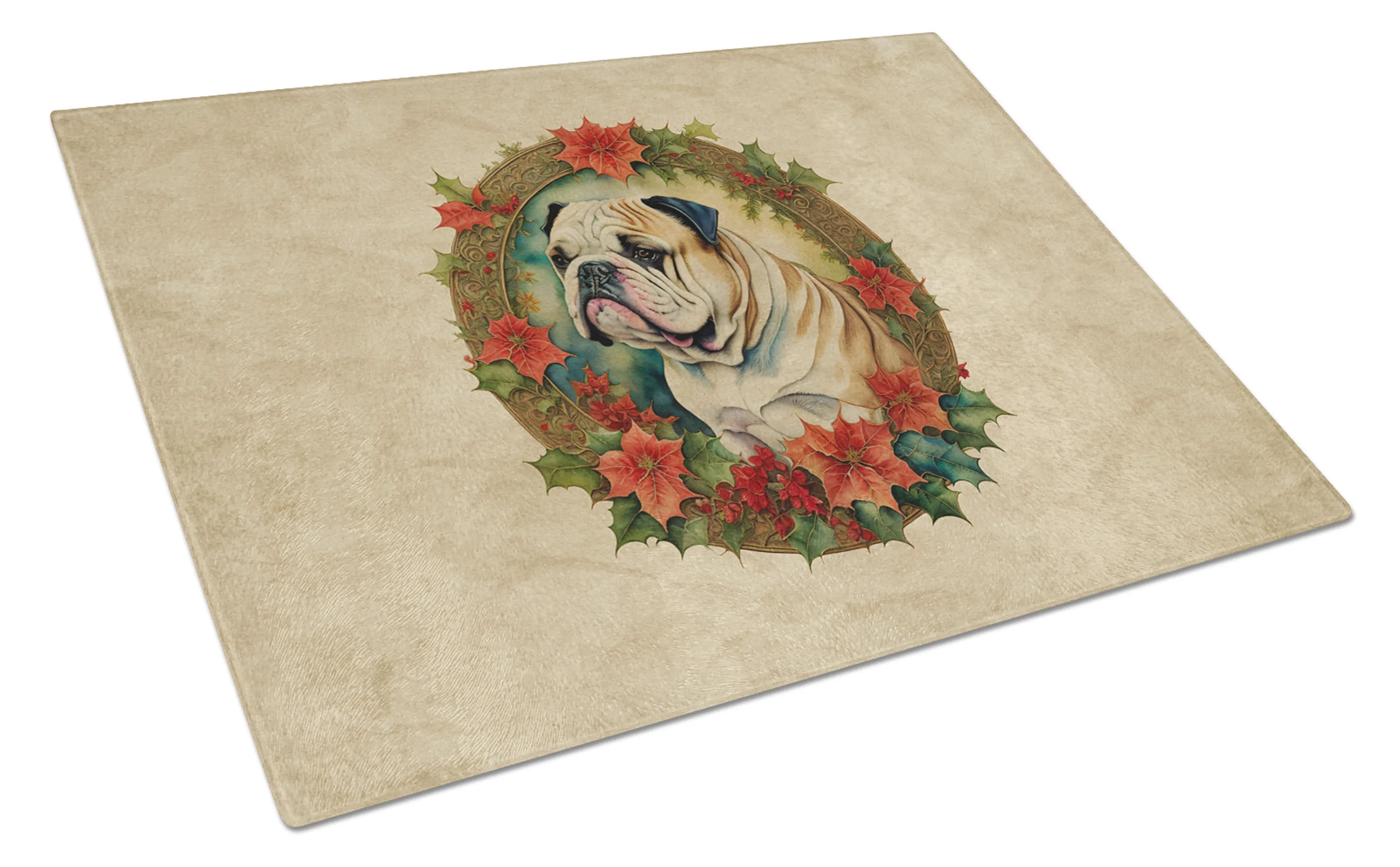 Christmas Flowers Frame Glass Cutting Board - Size: LARGE | Pack Of: 1 | Collection name: Christmas flowers frame