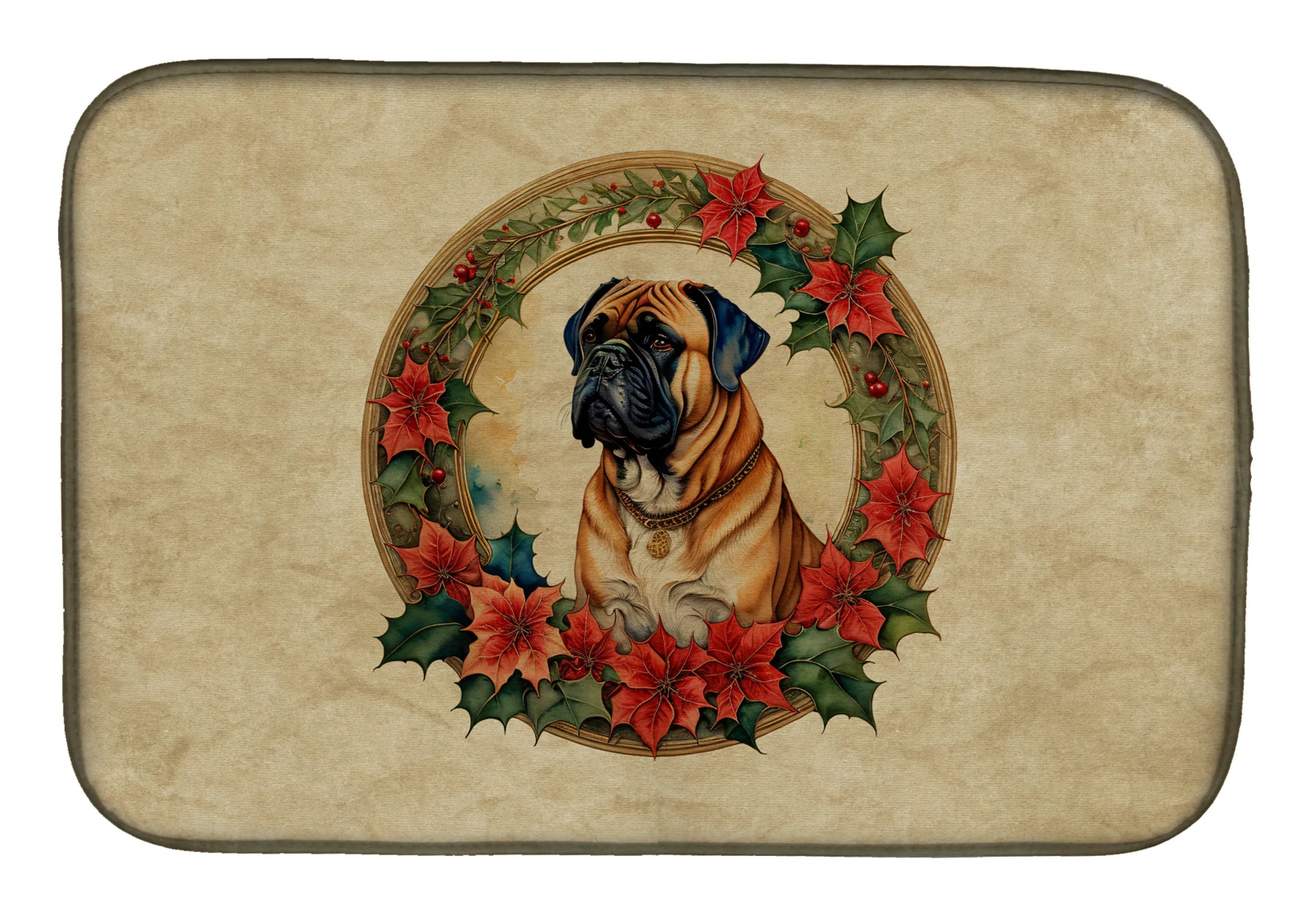 Christmas Flowers Frame Dish Drying Mat - Size: 14  X 21" | Pack Of: 1 | Collection name: Christmas flowers frame