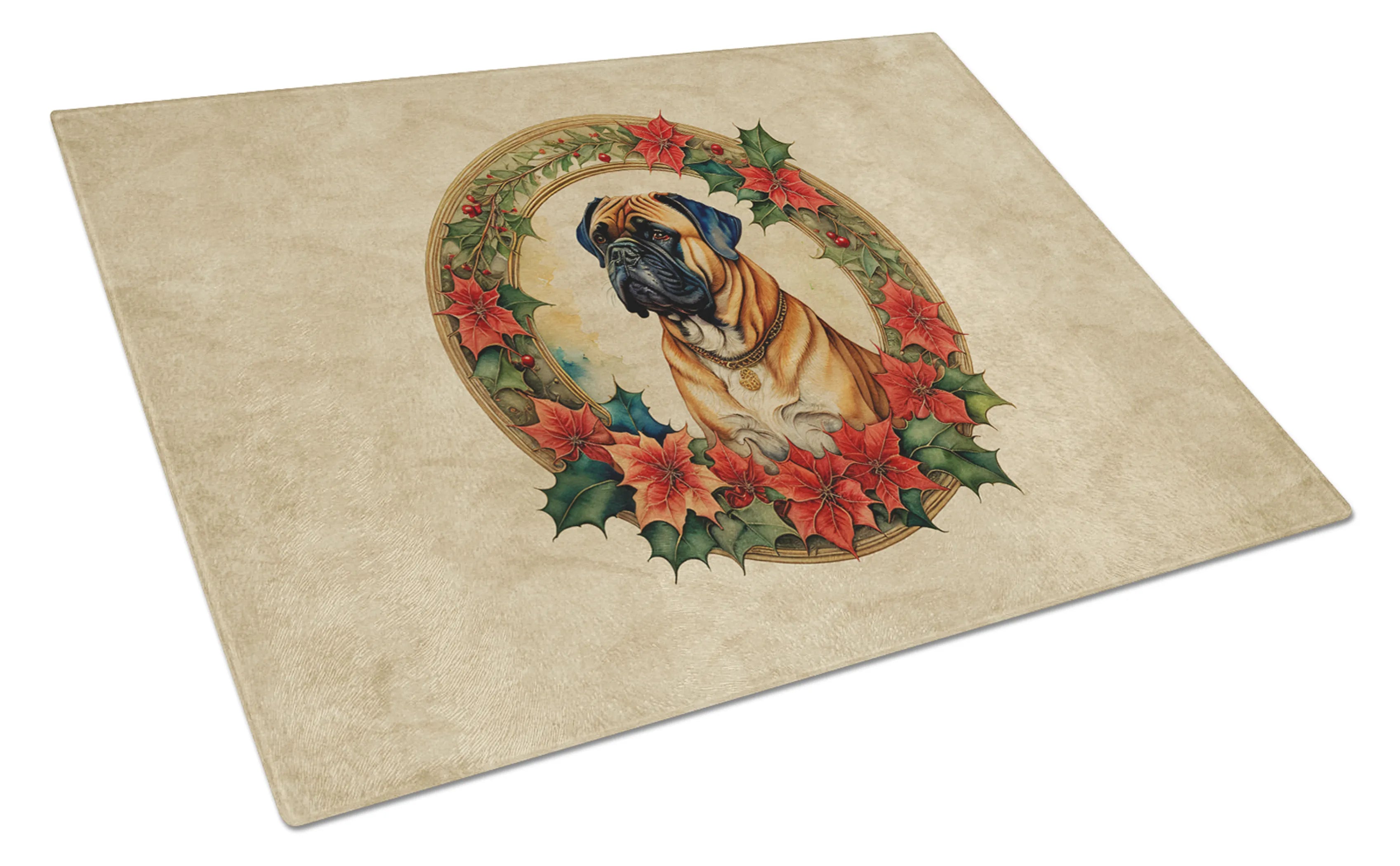 Christmas Flowers Frame Glass Cutting Board - Size: LARGE | Pack Of: 1 | Collection name: Christmas flowers frame