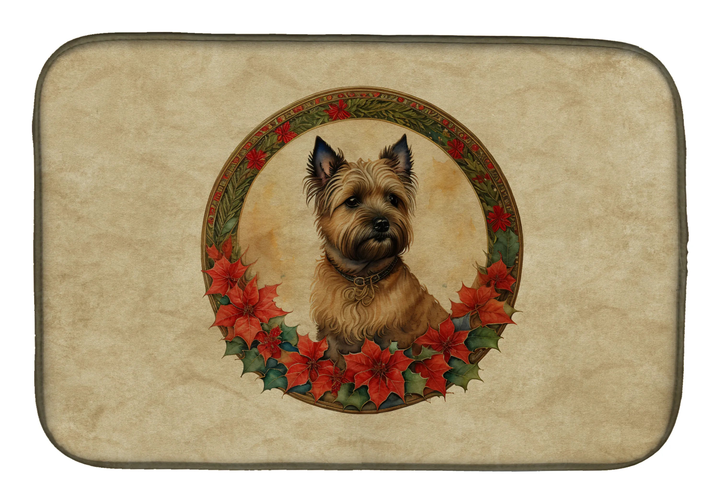 Christmas Flowers Frame Dish Drying Mat - Size: 14  X 21" | Pack Of: 1 | Collection name: Christmas flowers frame
