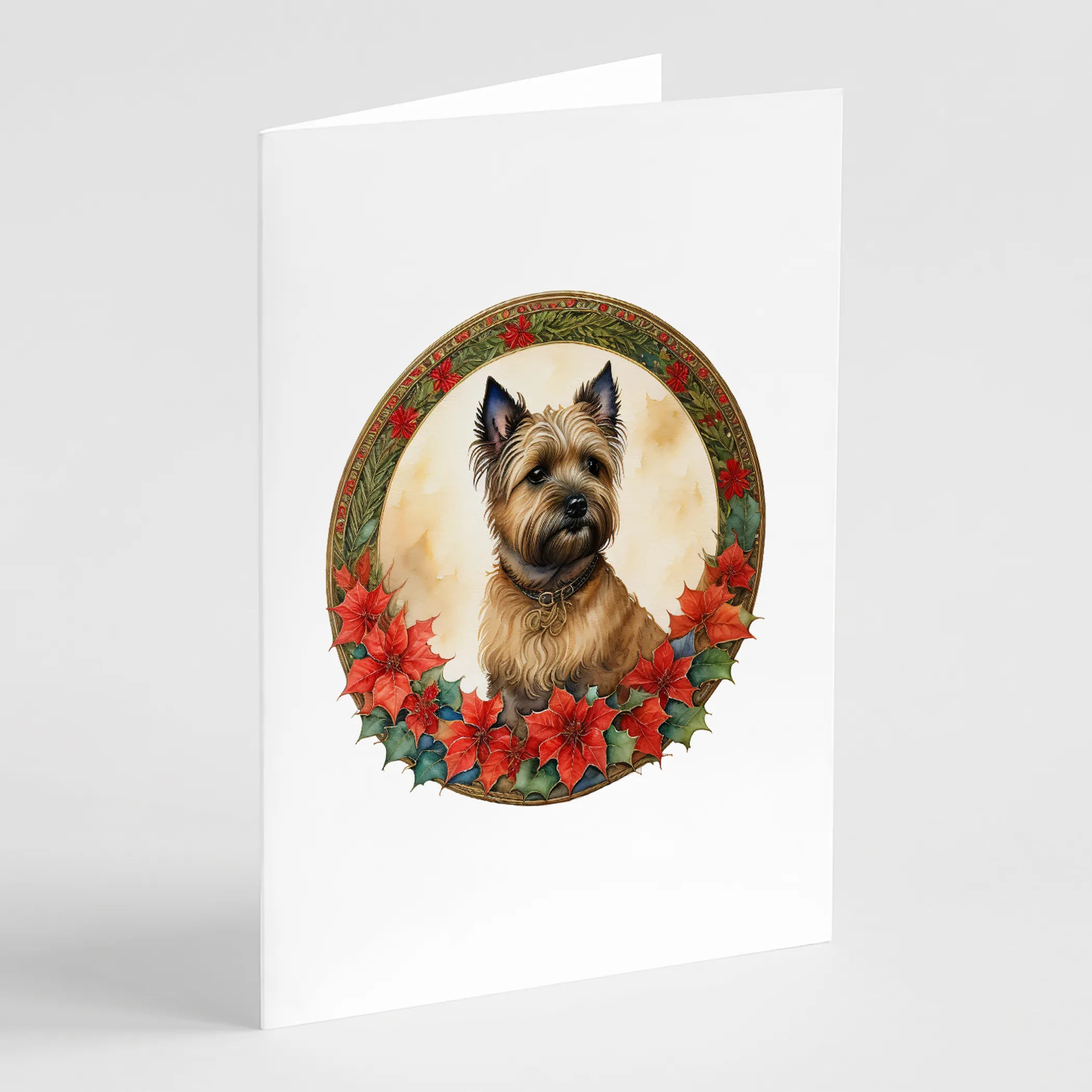 Christmas Flowers Frame Greeting Cards  - Size: 5X7 | Pack Of: 8 | Collection name: Christmas flowers frame