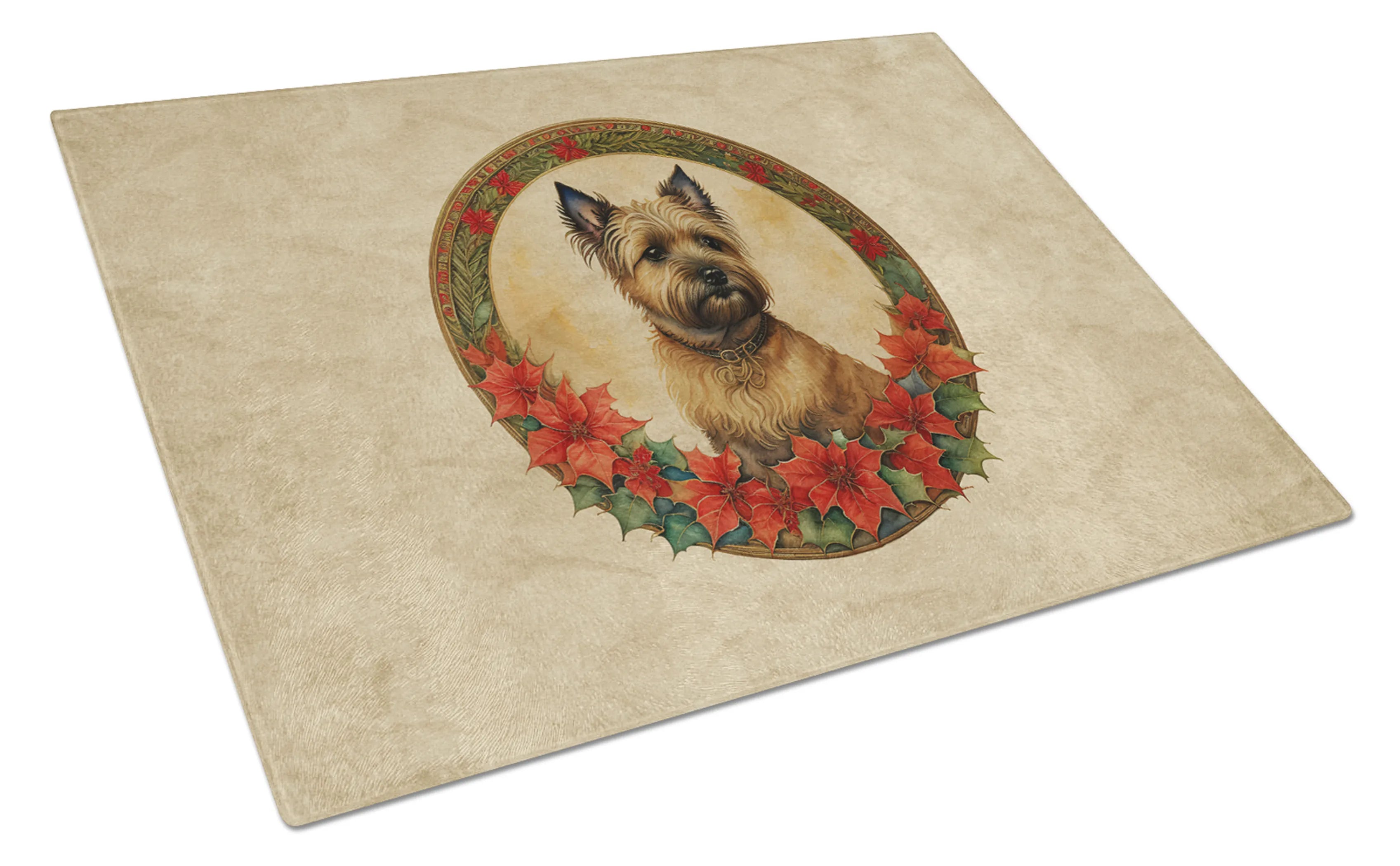 Christmas Flowers Frame Glass Cutting Board - Size: LARGE | Pack Of: 1 | Collection name: Christmas flowers frame