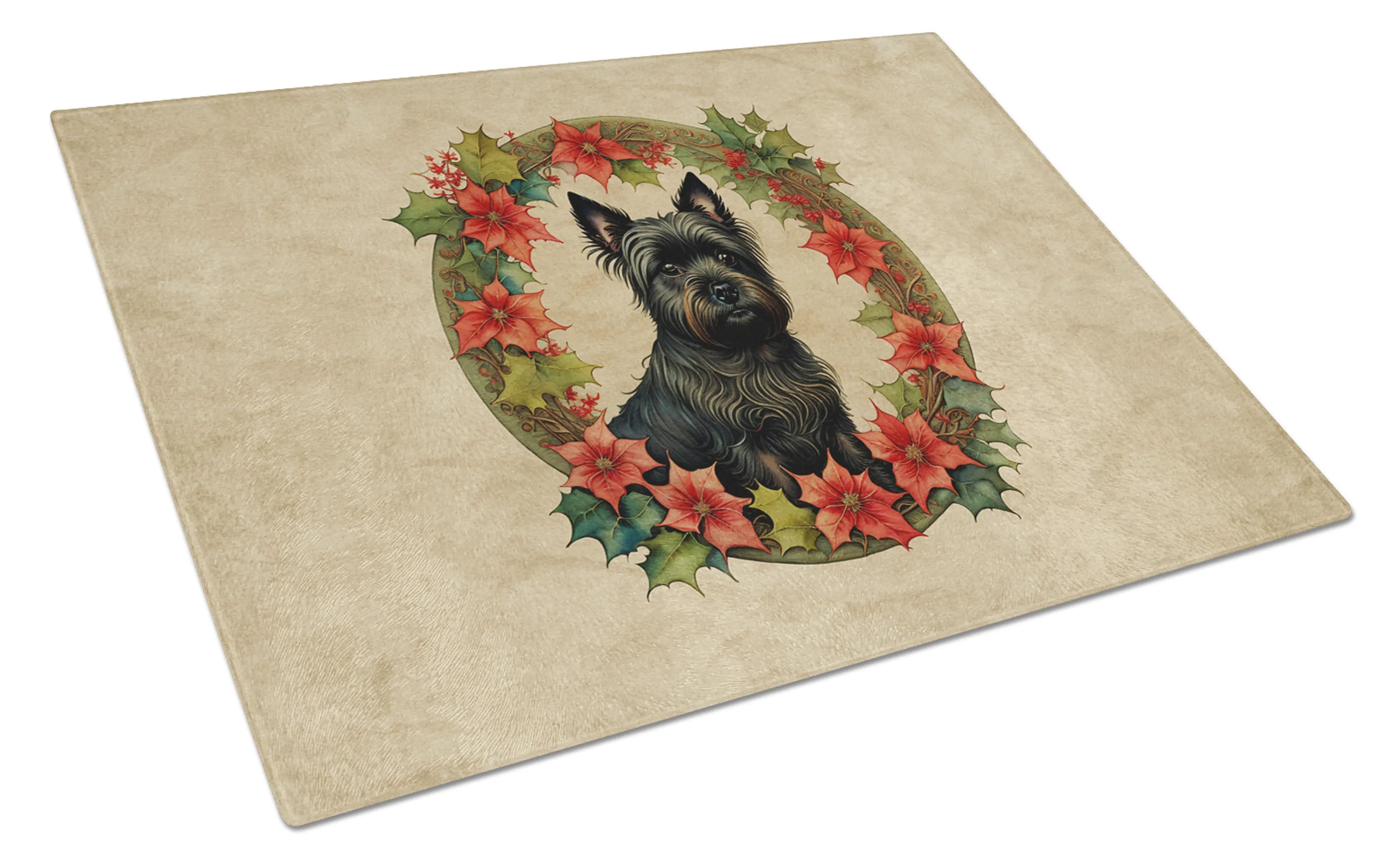 Christmas Flowers Frame Glass Cutting Board - Size: LARGE | Pack Of: 1 | Collection name: Christmas flowers frame