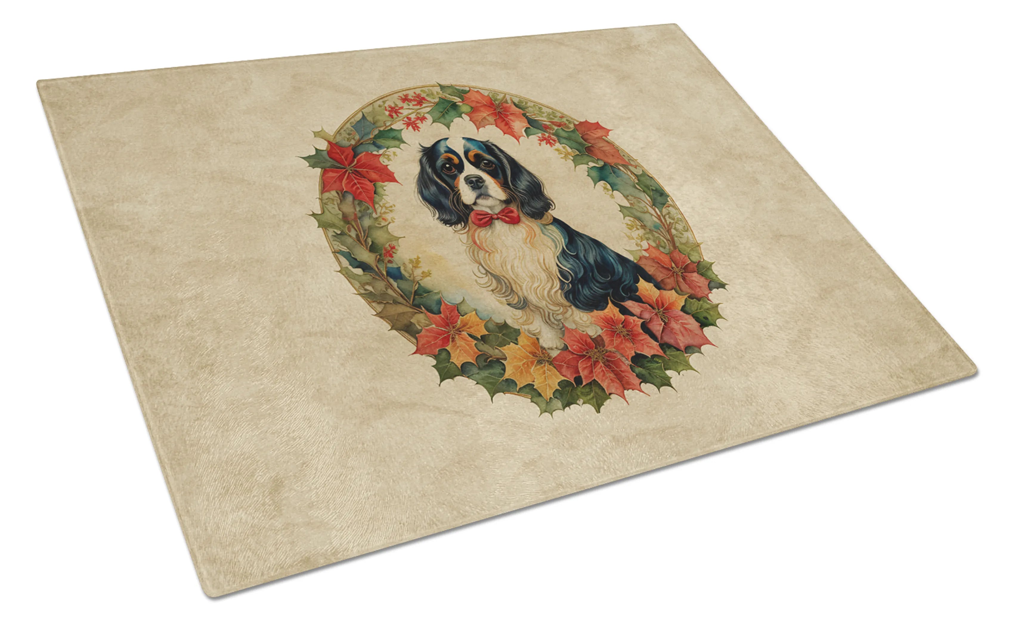 Christmas Flowers Frame Glass Cutting Board - Size: LARGE | Pack Of: 1 | Collection name: Christmas flowers frame