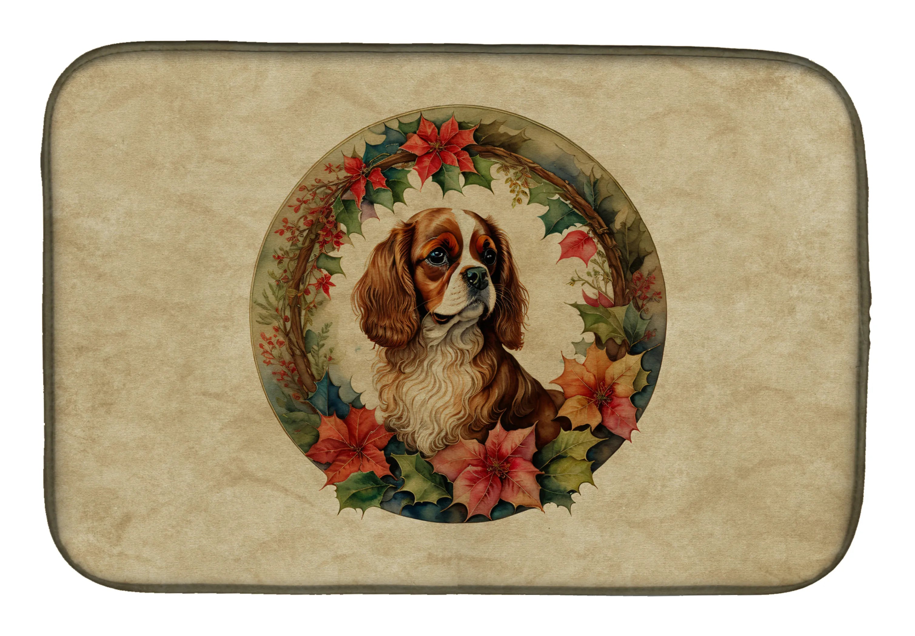 Christmas Flowers Frame Dish Drying Mat - Size: 14  X 21" | Pack Of: 1 | Collection name: Christmas flowers frame