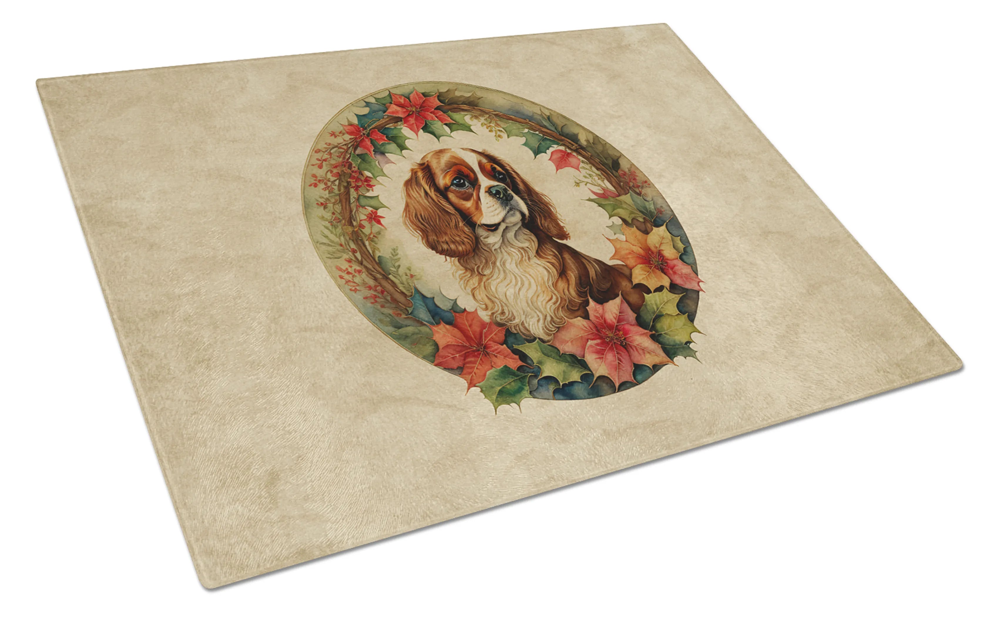 Christmas Flowers Frame Glass Cutting Board - Size: LARGE | Pack Of: 1 | Collection name: Christmas flowers frame