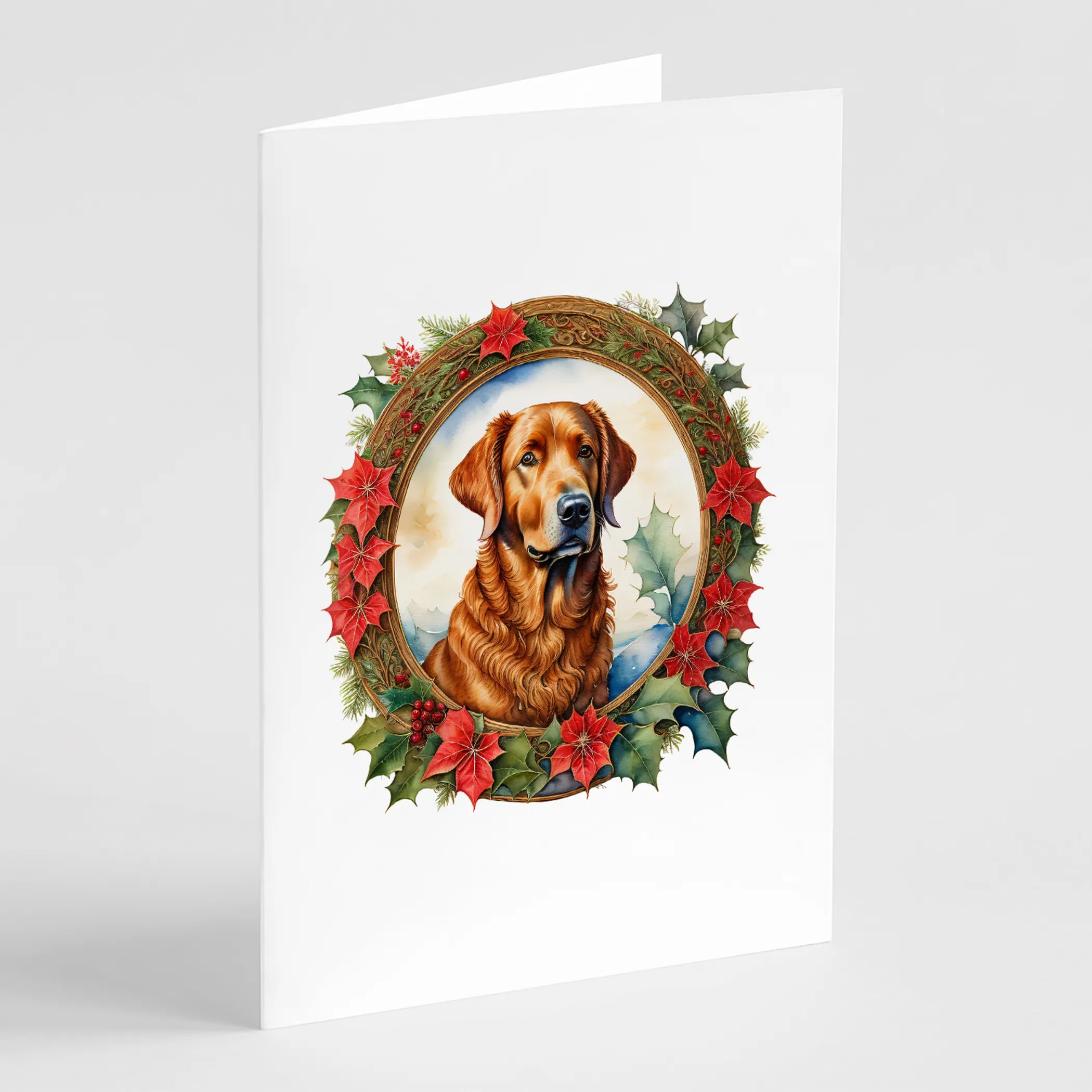 Christmas Flowers Frame Greeting Cards  - Size: 5X7 | Pack Of: 8 | Collection name: Christmas flowers frame