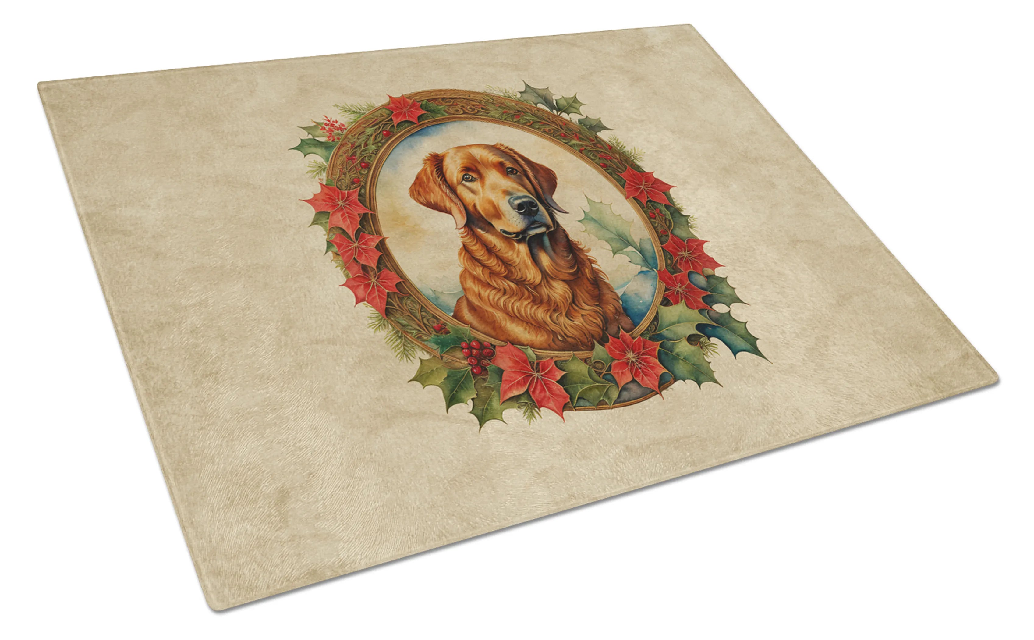 Christmas Flowers Frame Glass Cutting Board - Size: LARGE | Pack Of: 1 | Collection name: Christmas flowers frame