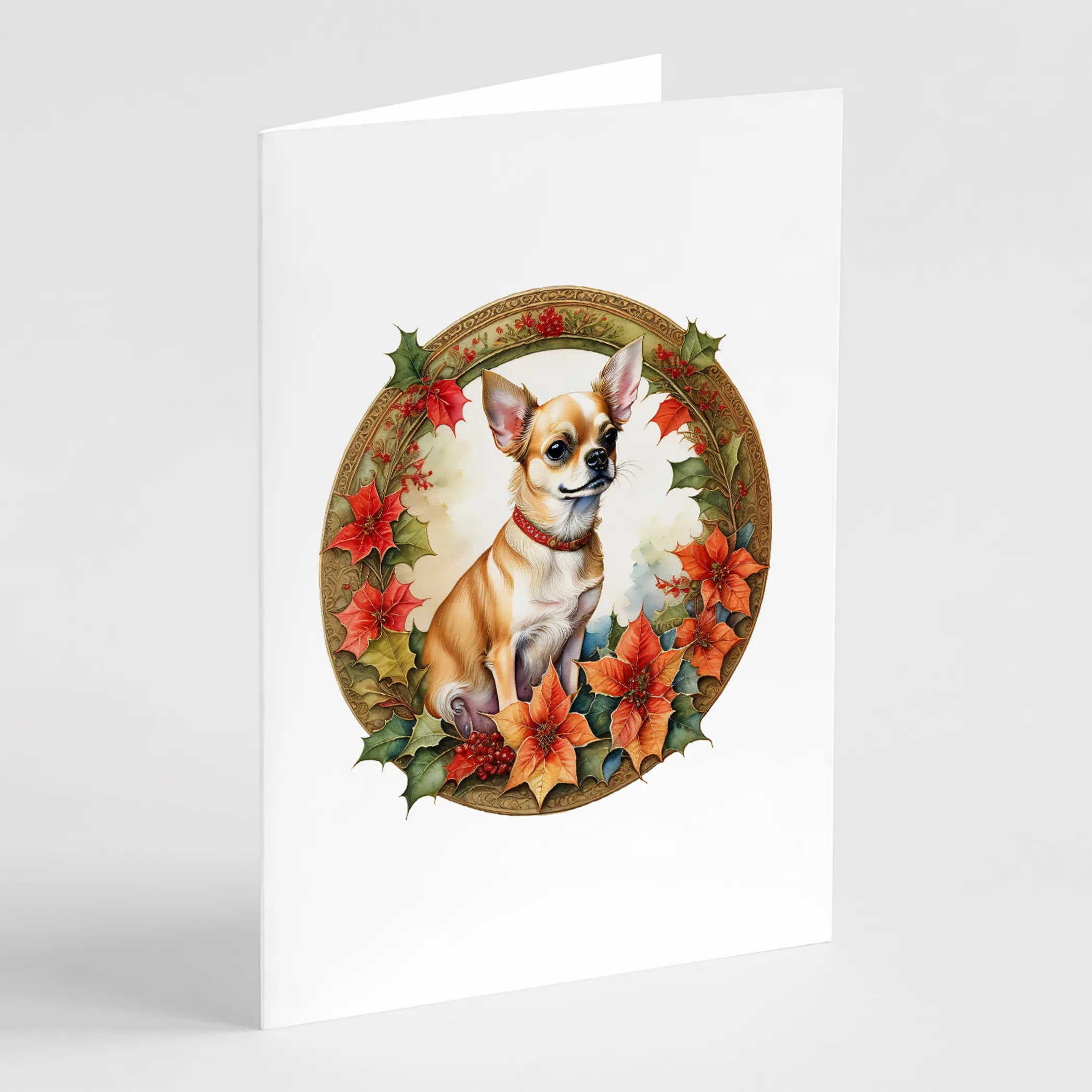 Christmas Flowers Frame Greeting Cards  - Size: 5X7 | Pack Of: 8 | Collection name: Christmas flowers frame