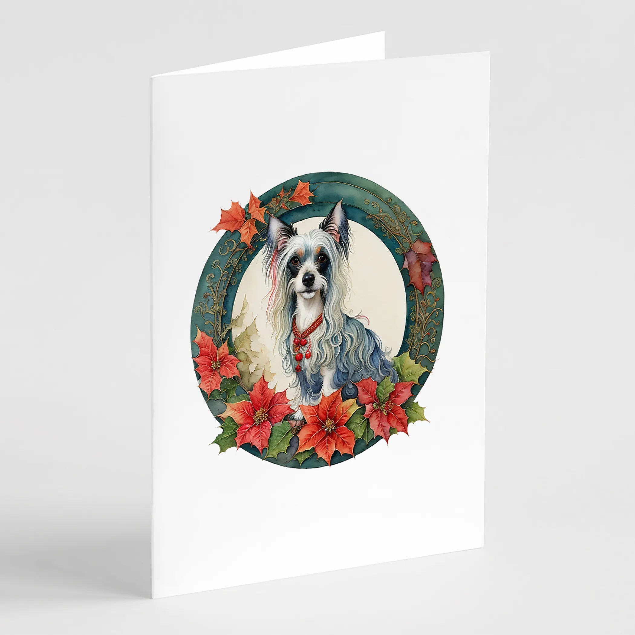 Christmas Flowers Frame Greeting Cards  - Size: 5X7 | Pack Of: 8 | Collection name: Christmas flowers frame