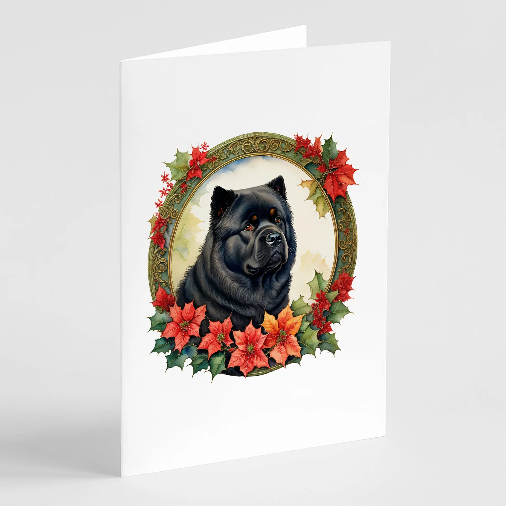 Christmas Flowers Frame Greeting Cards  - Size: 5X7 | Pack Of: 8 | Collection name: Christmas flowers frame